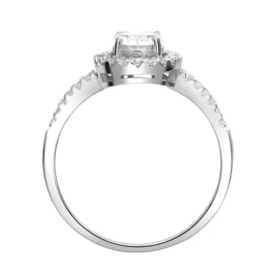 1.5 Ct Oval-cut Diamond with Halo Engagement Ring