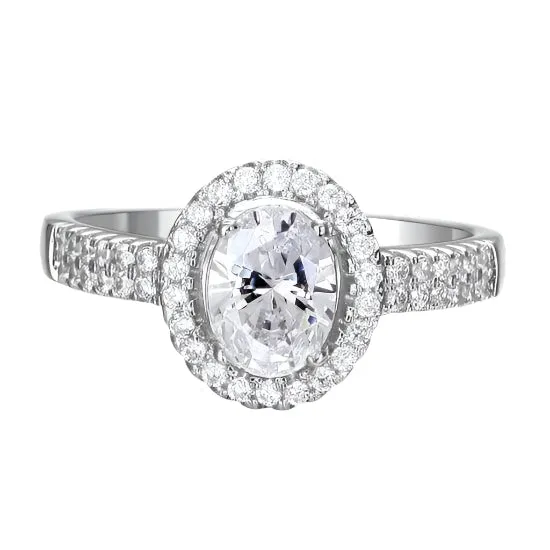 1.5 Ct Oval-cut Diamond with Halo Engagement Ring
