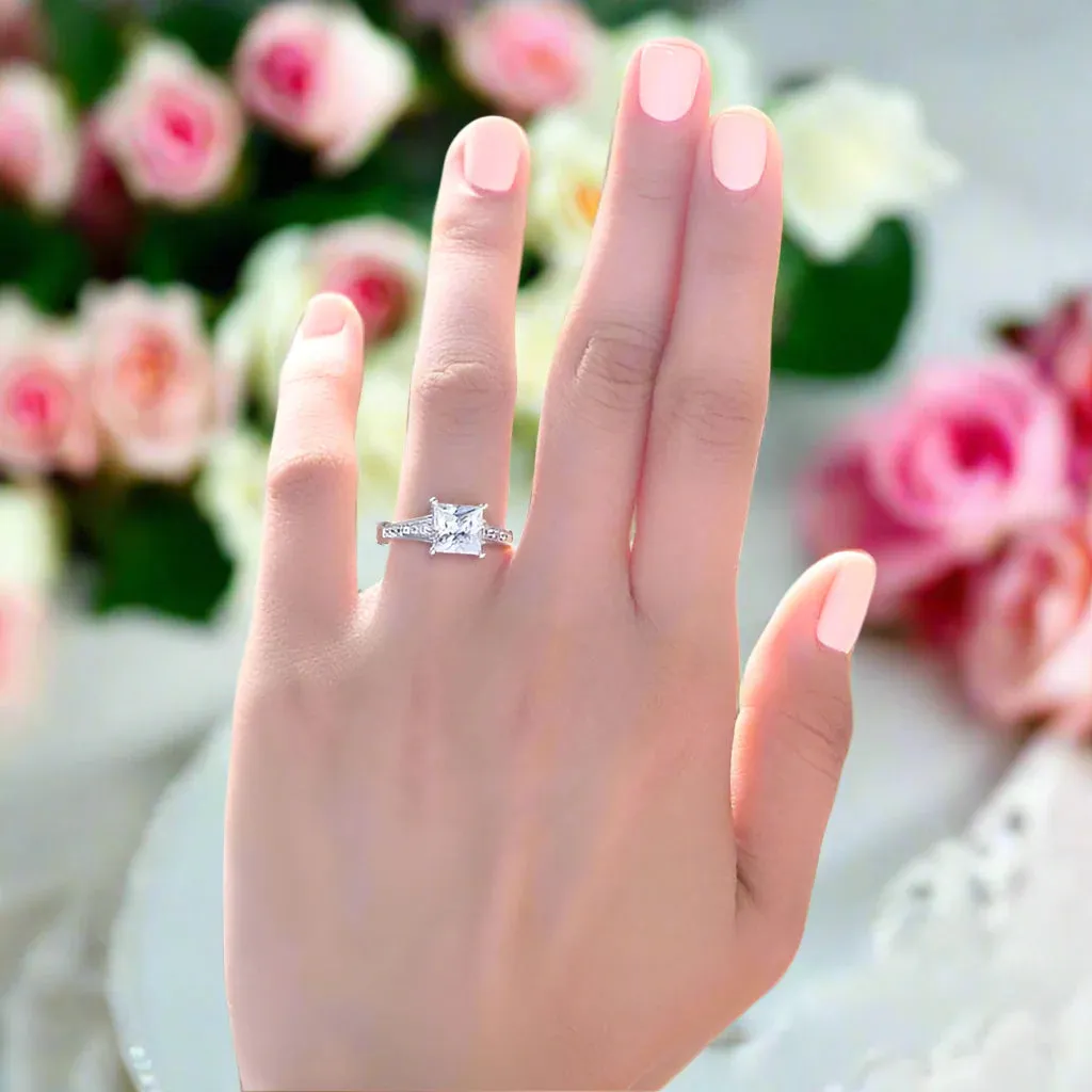 1.5 Ct Princes Cut Solid Wedding Promise Engagement Ring