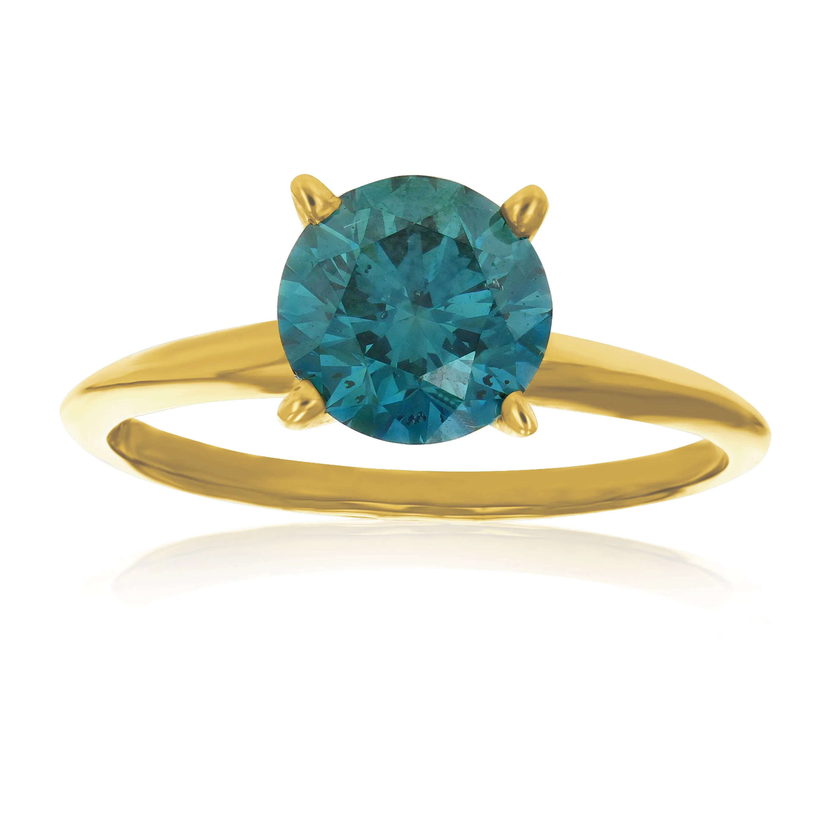1.50 cttw Blue Solitaire Diamond Engagement Rings 14K Yellow Gold