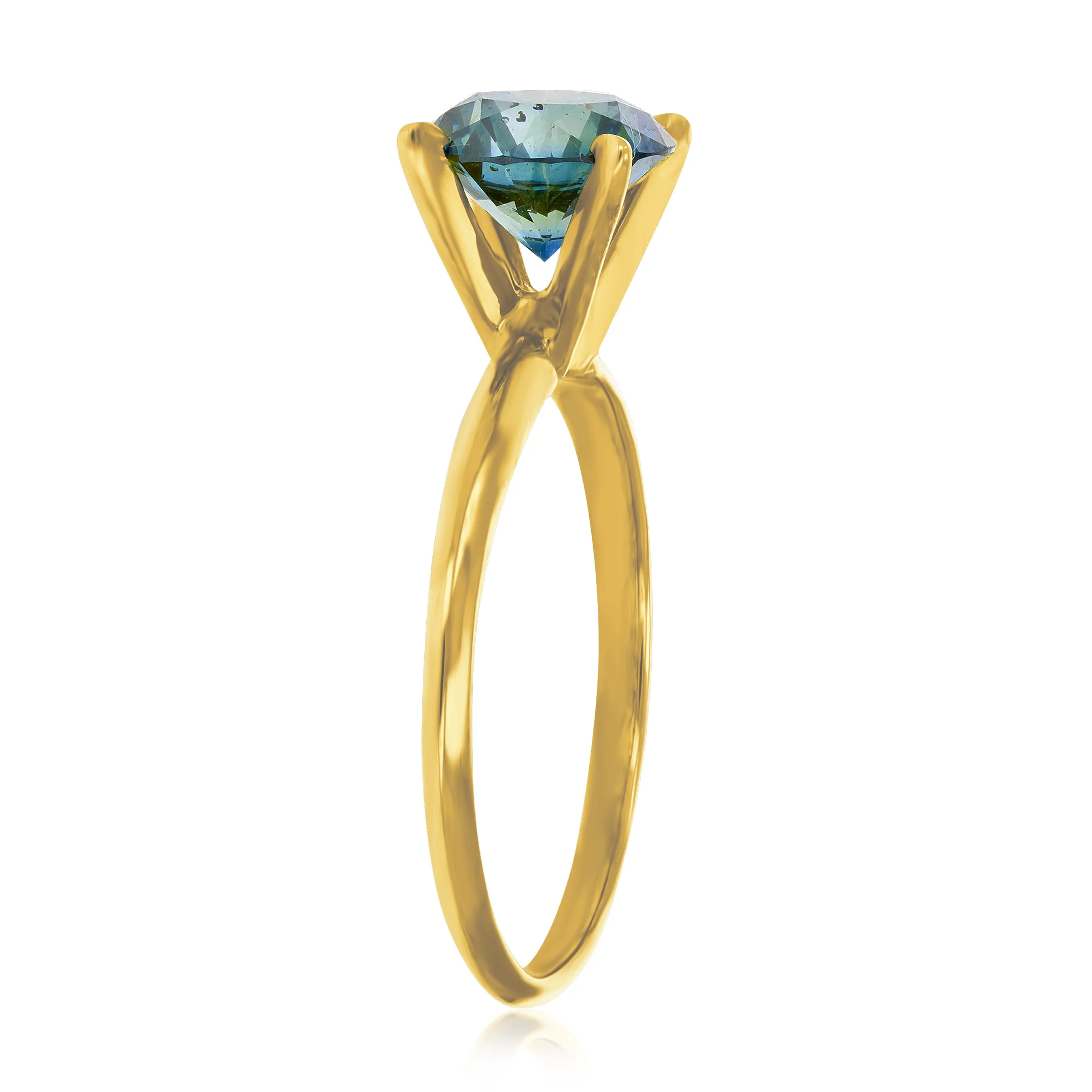 1.50 cttw Blue Solitaire Diamond Engagement Rings 14K Yellow Gold