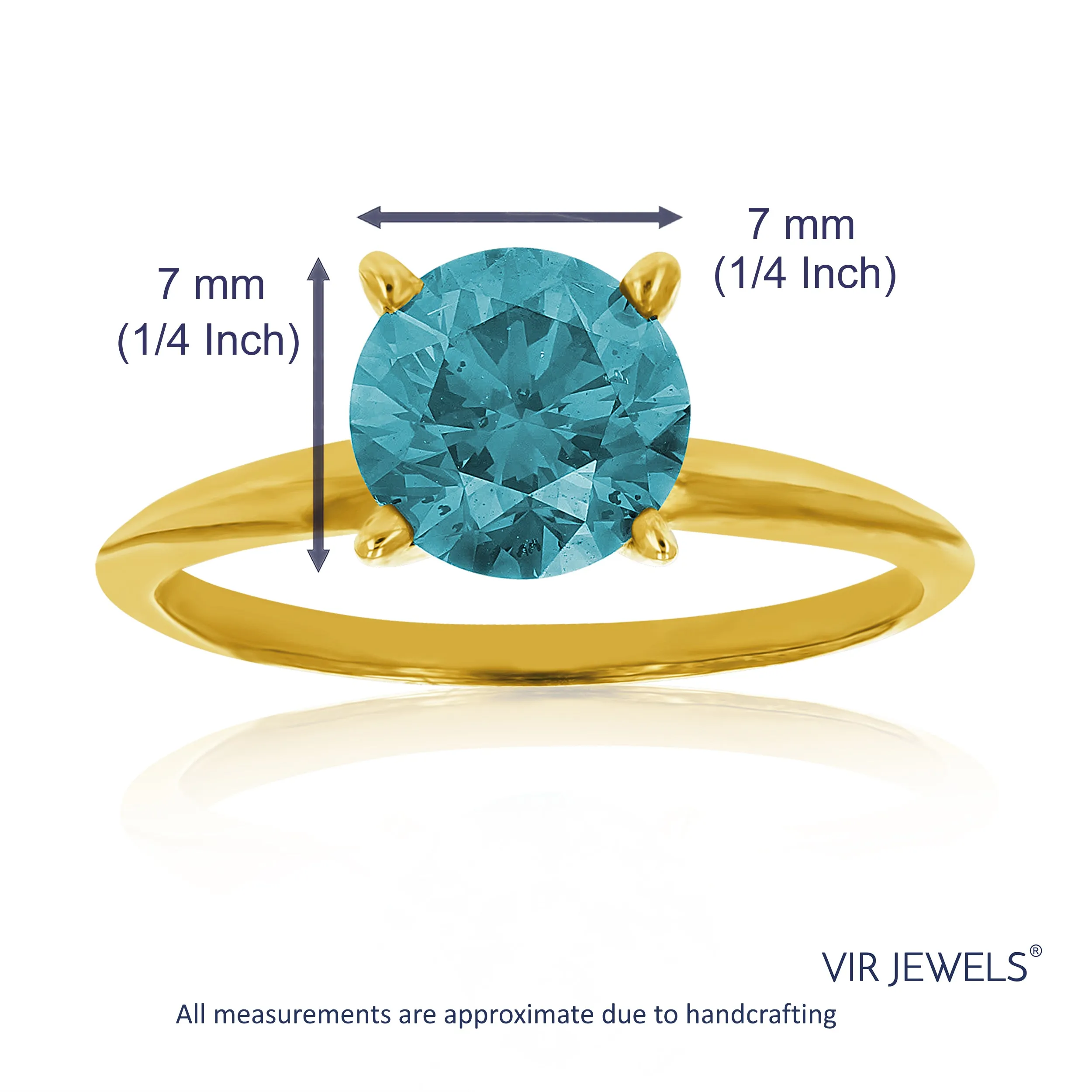 1.50 cttw Blue Solitaire Diamond Engagement Rings 14K Yellow Gold