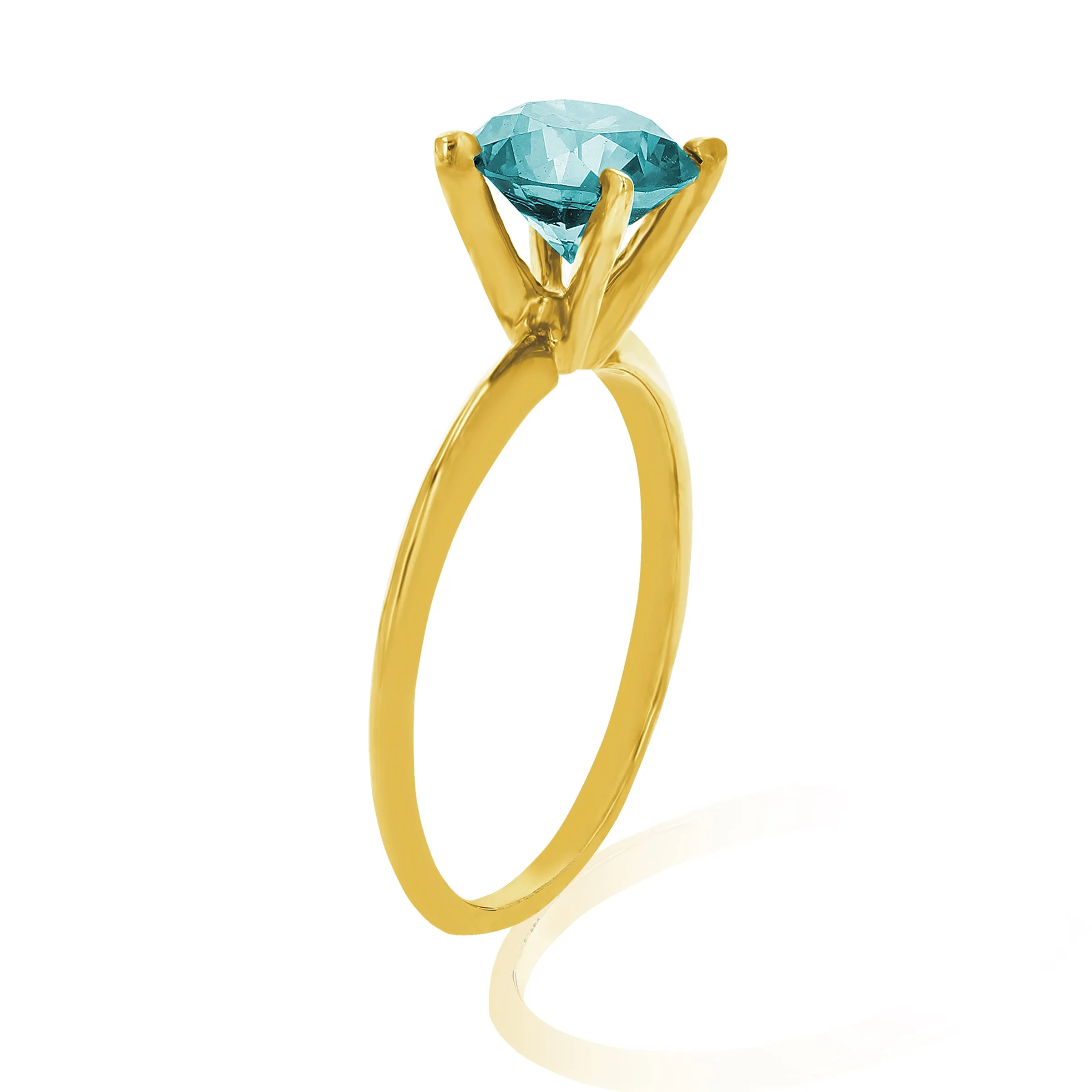 1.50 cttw Blue Solitaire Diamond Engagement Rings 14K Yellow Gold