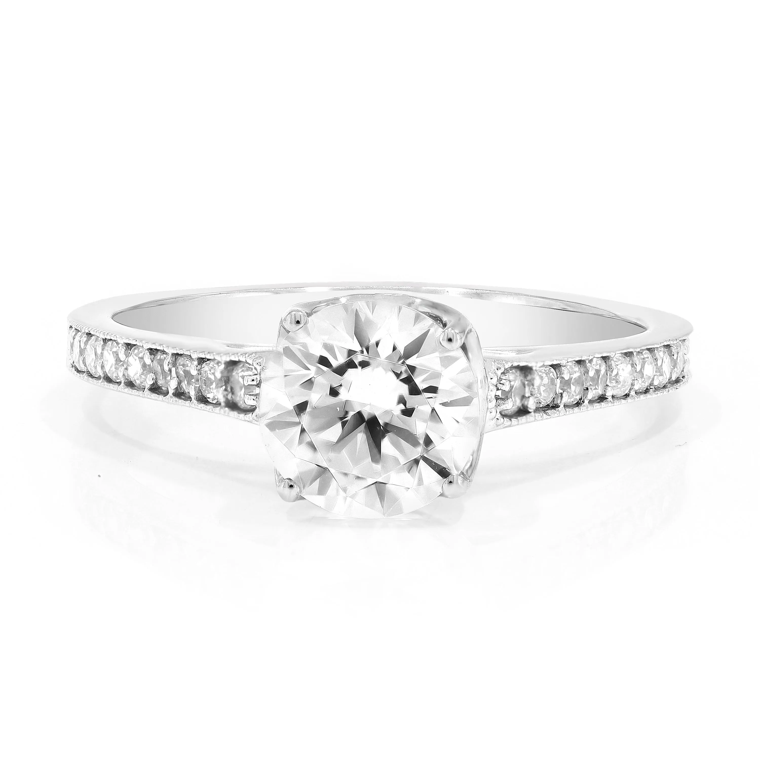 1.50 cttw Lab Grown Diamond Engagement Rings in 14K White Gold