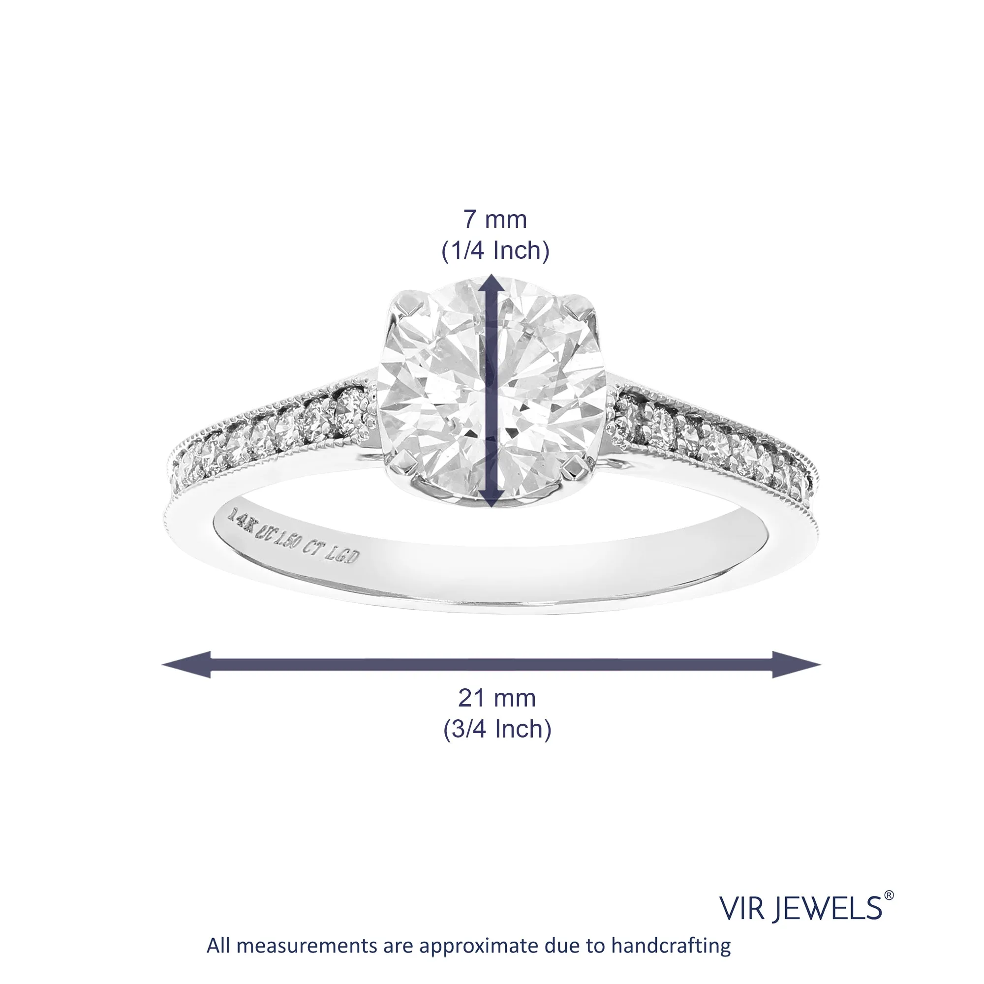 1.50 cttw Lab Grown Diamond Engagement Rings in 14K White Gold