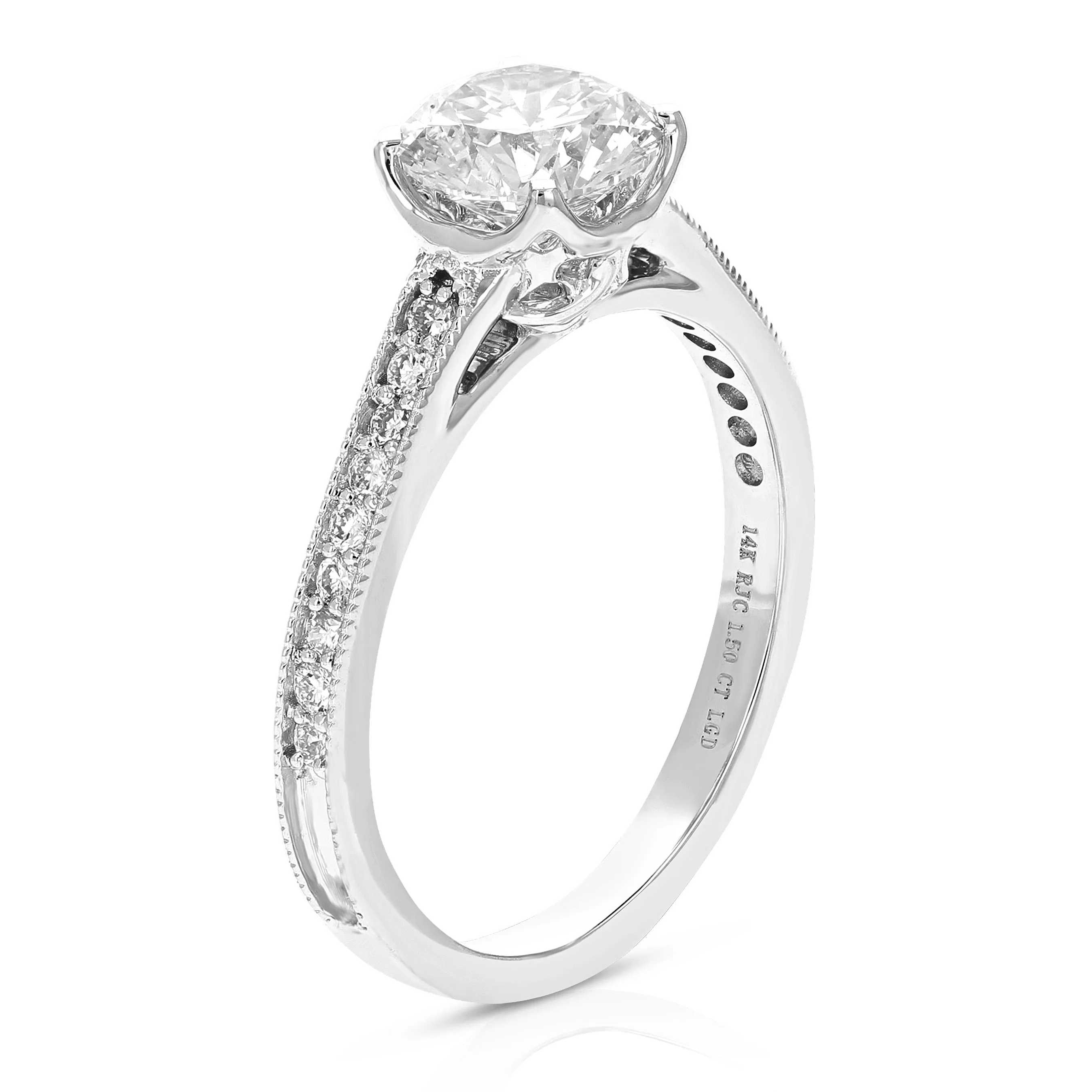 1.50 cttw Lab Grown Diamond Engagement Rings in 14K White Gold