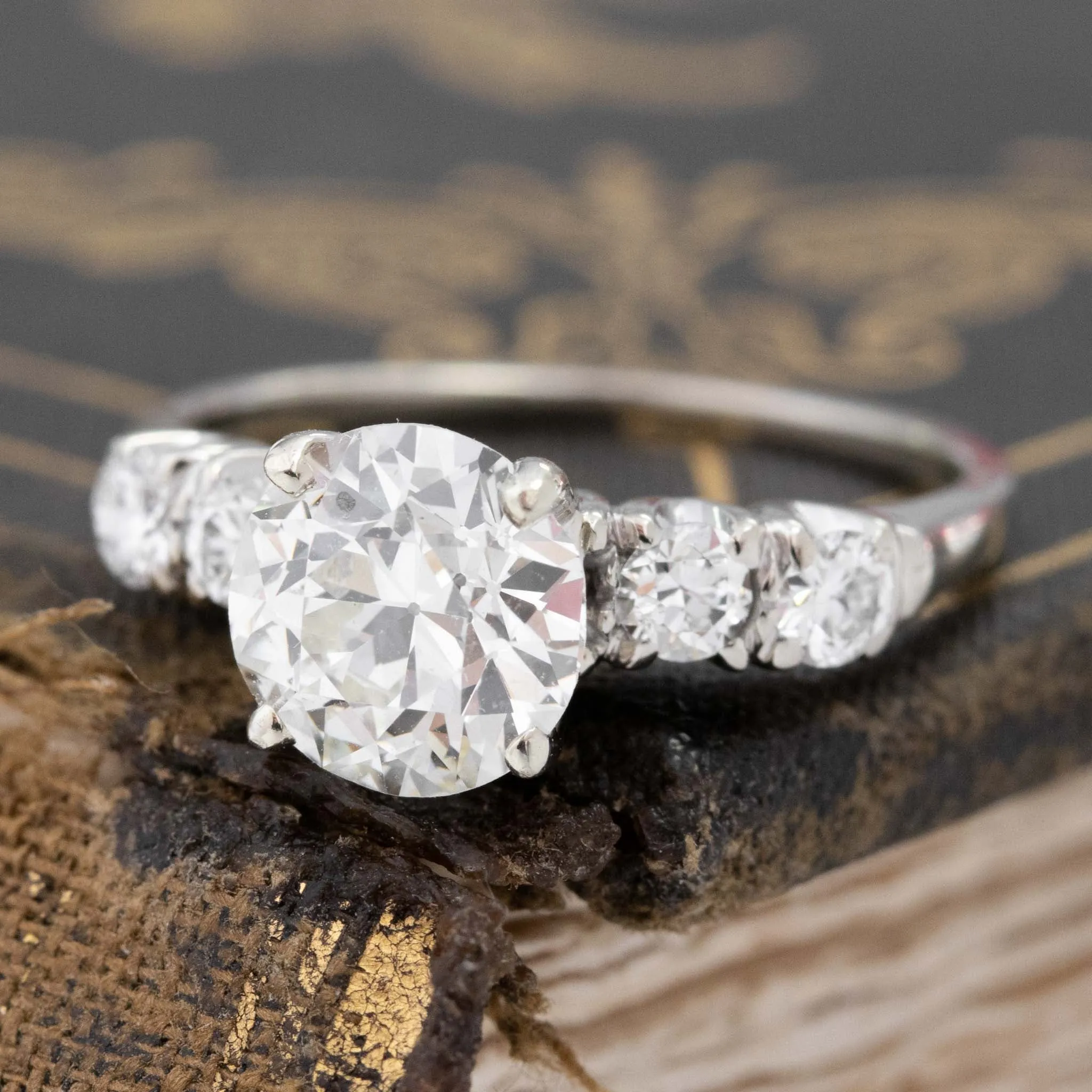 1.50ct Old European Cut Vintage Diamond Ring, GIA J VS1
