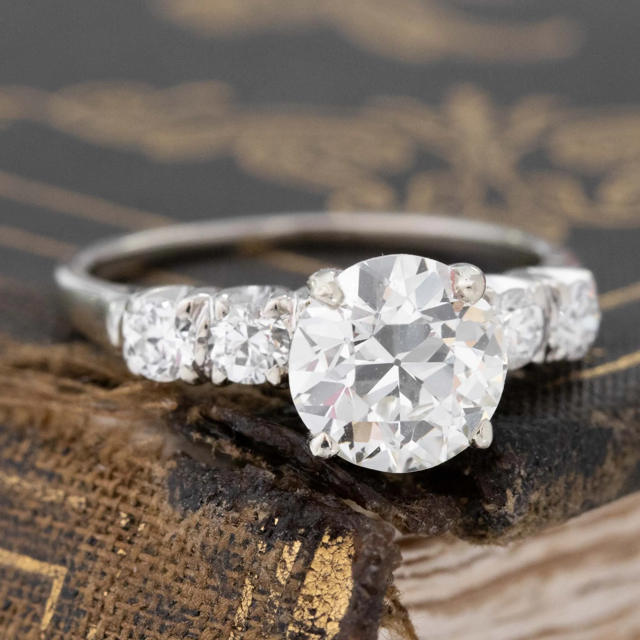 1.50ct Old European Cut Vintage Diamond Ring, GIA J VS1