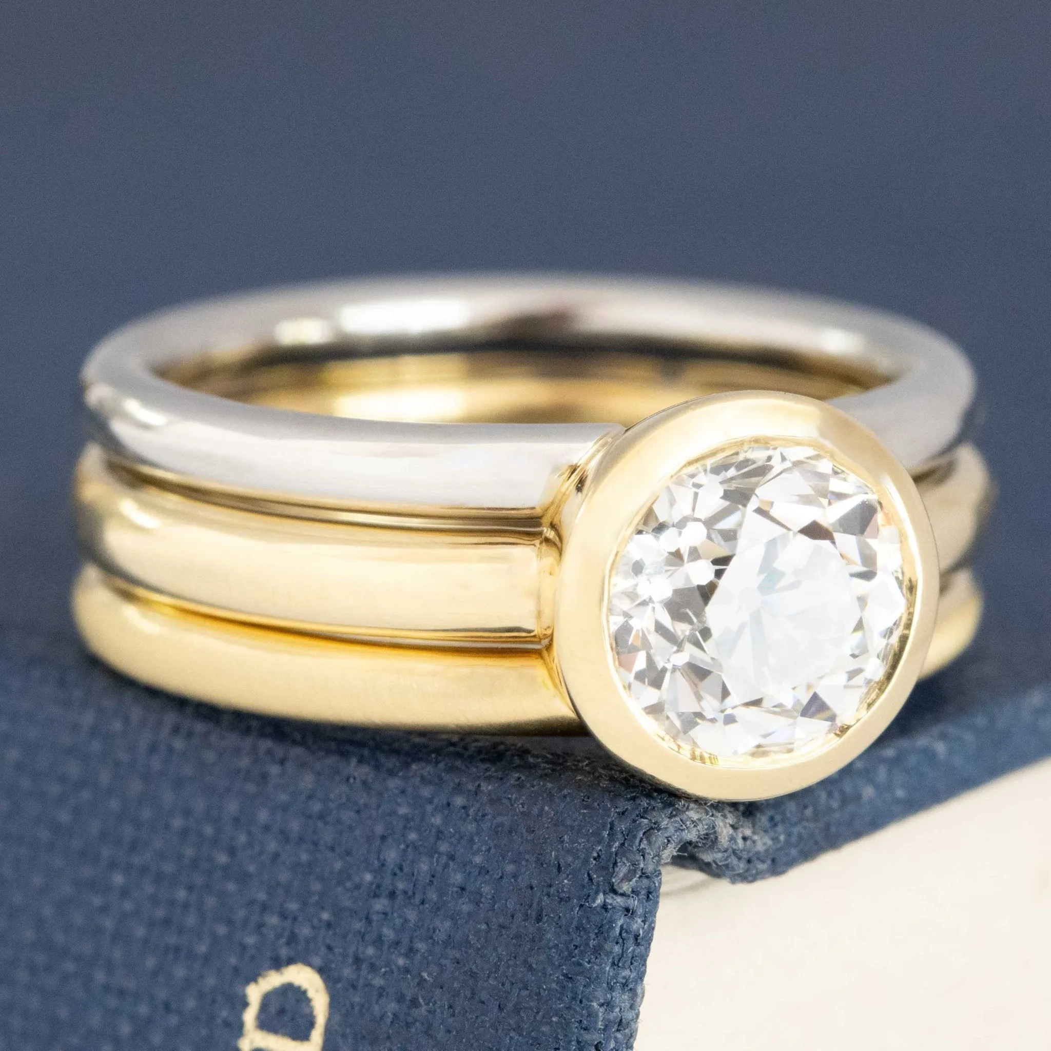 1.55ct Old European Cut Diamond Triple Row Solitaire