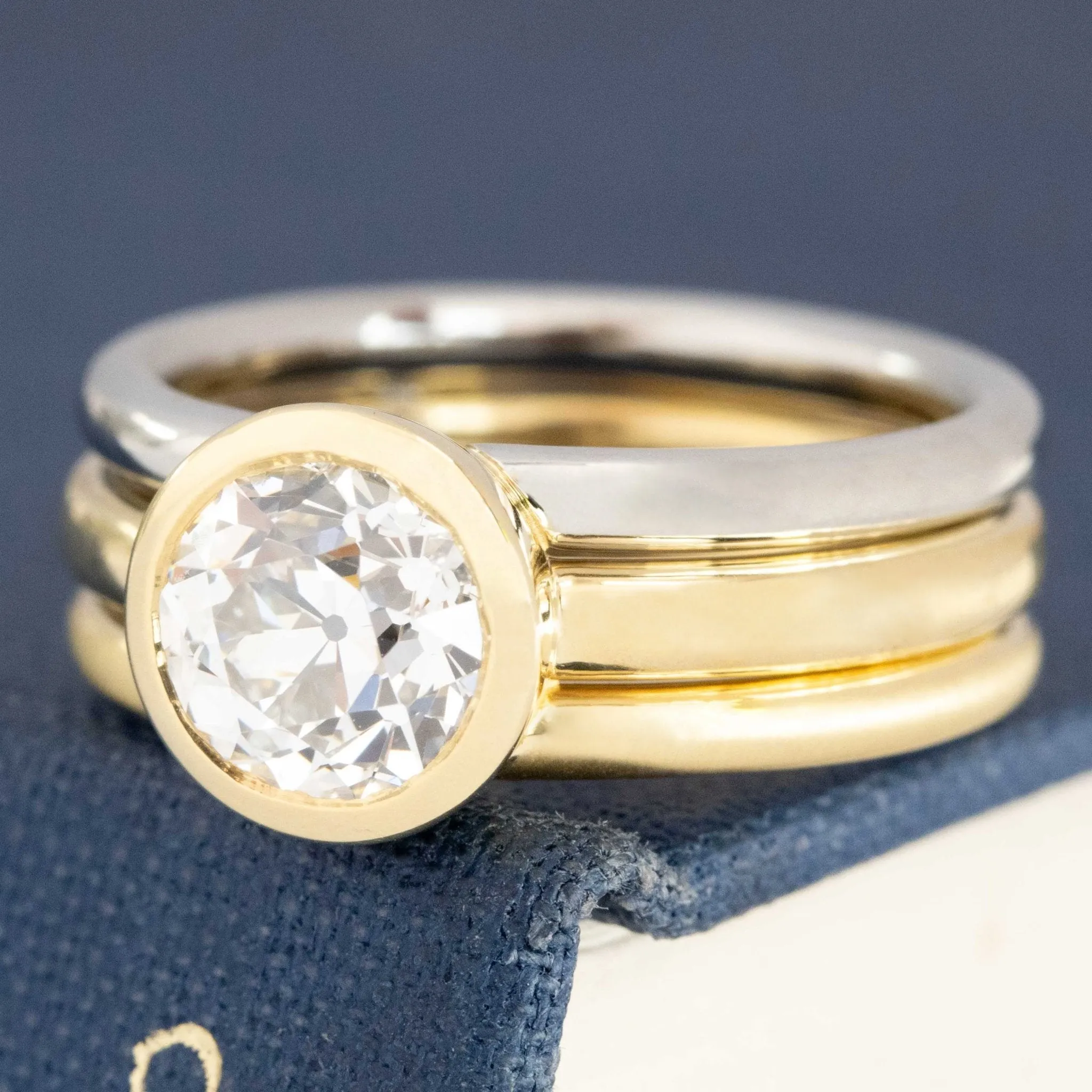 1.55ct Old European Cut Diamond Triple Row Solitaire