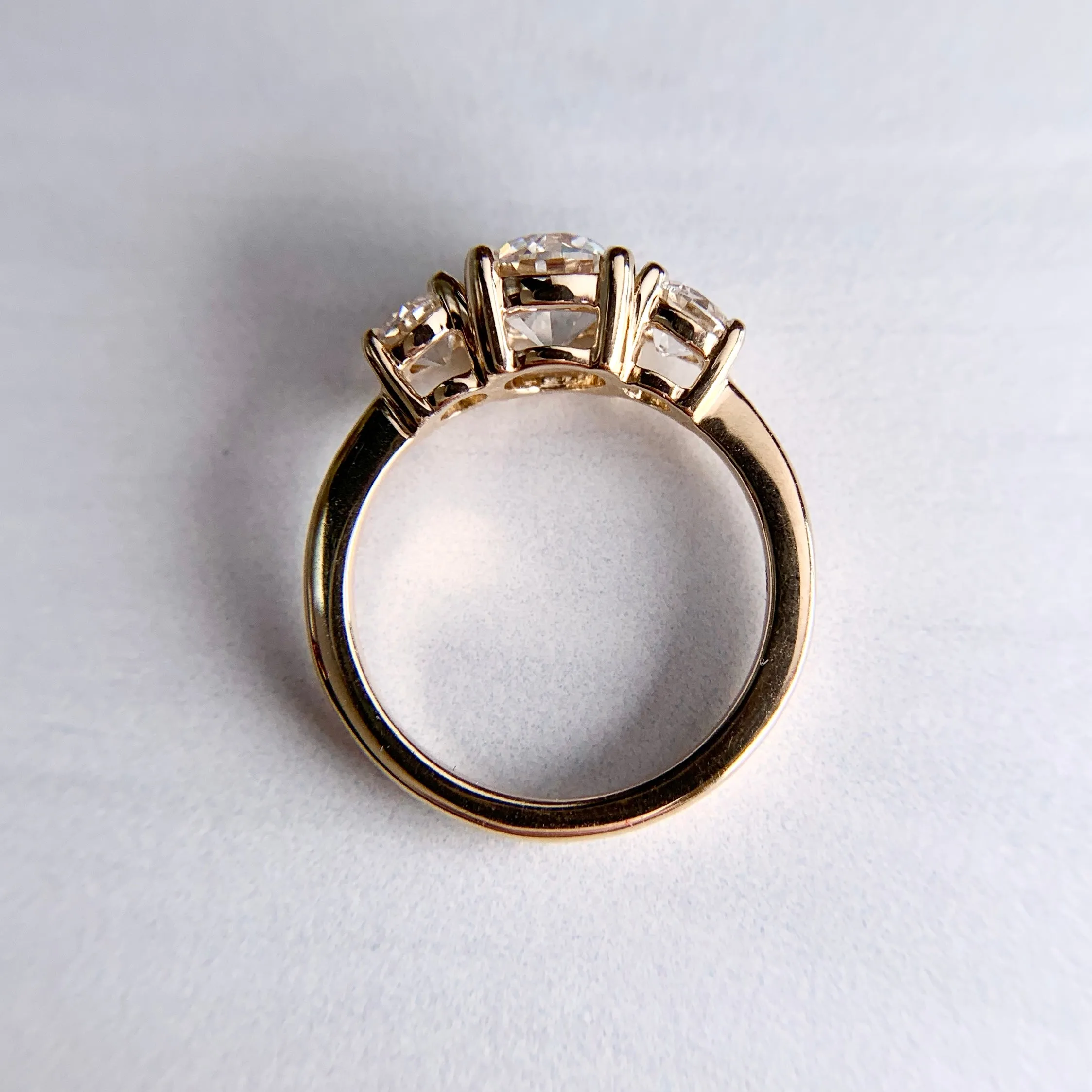 1.5ctw Old European 3 Stone Lab Diamond Ring 10k