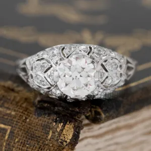 1.62ctw Edwardian Old European Cut Diamond Filigree Ring