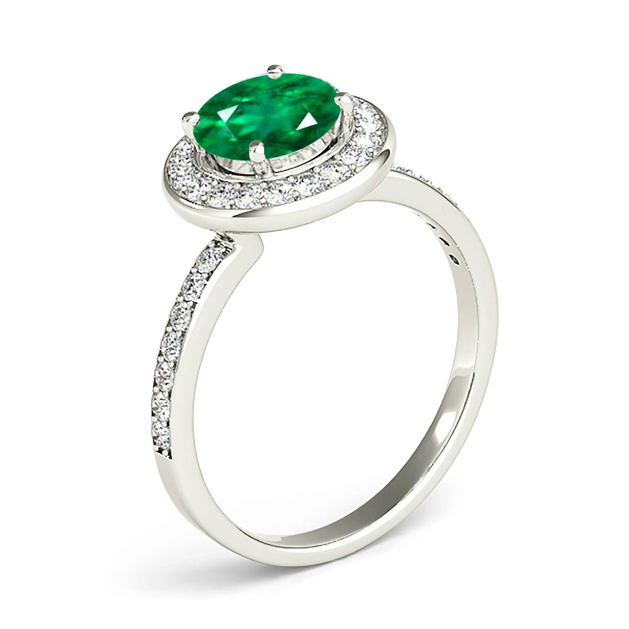 1.70 ct. Genuine Emerald Ring With Halo, Invisible Gallery