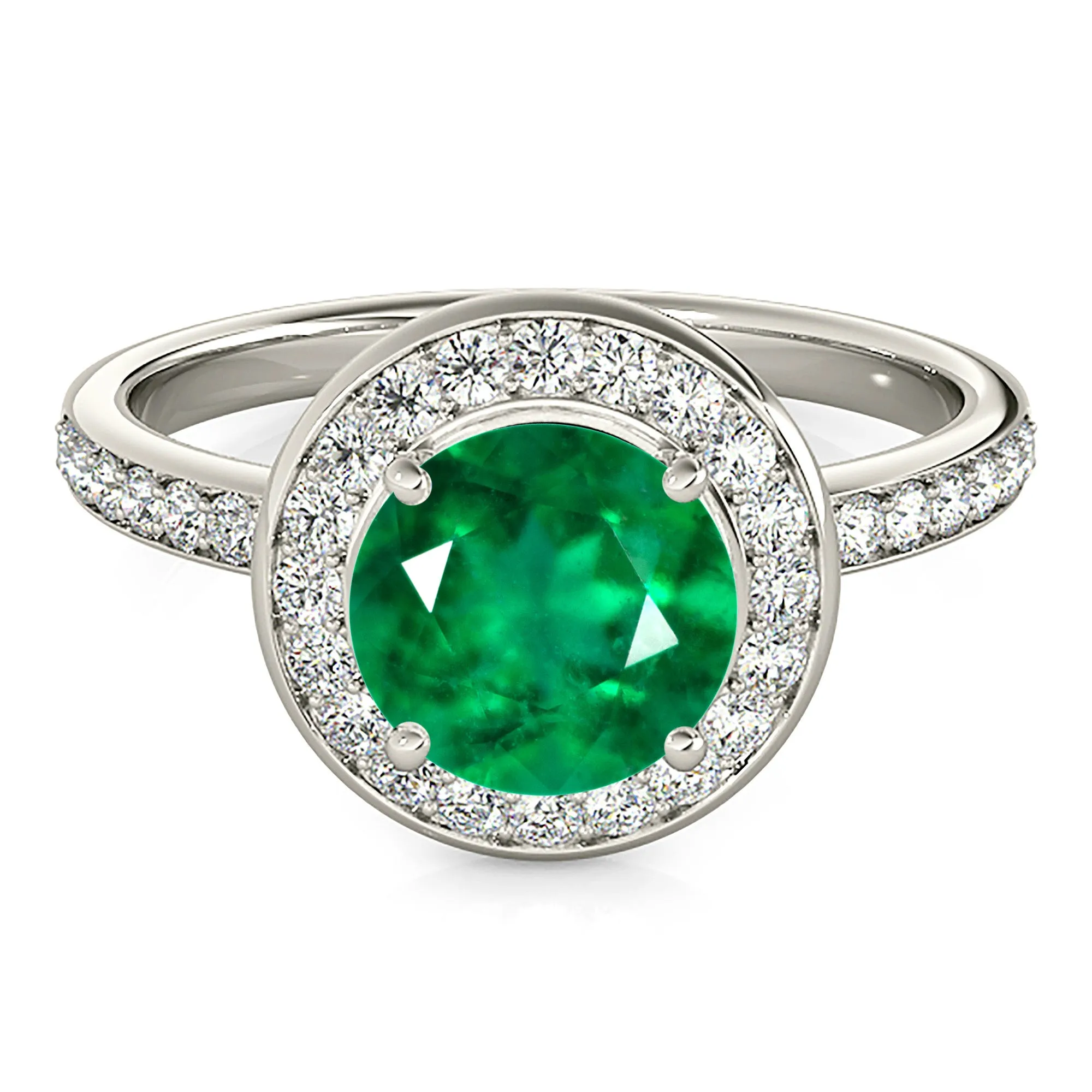 1.70 ct. Genuine Emerald Ring With Halo, Invisible Gallery