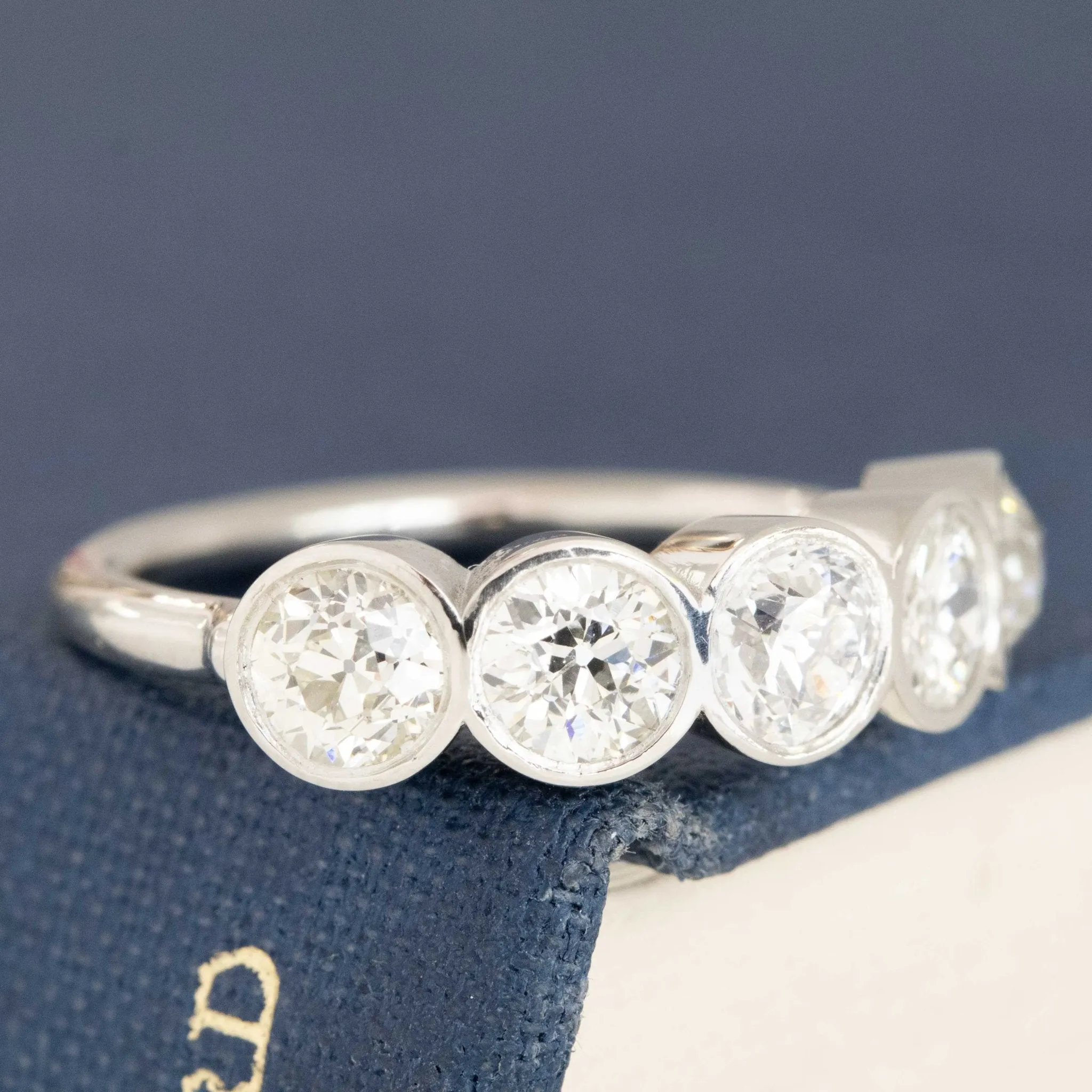 1.78ctw Old European Cut Diamond 5-Stone Bezel Band