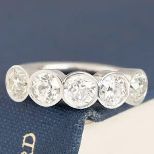1.78ctw Old European Cut Diamond 5-Stone Bezel Band
