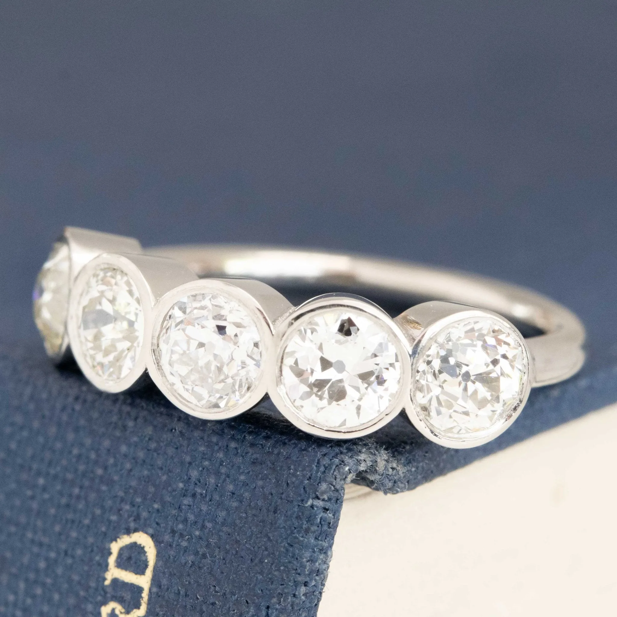 1.78ctw Old European Cut Diamond 5-Stone Bezel Band