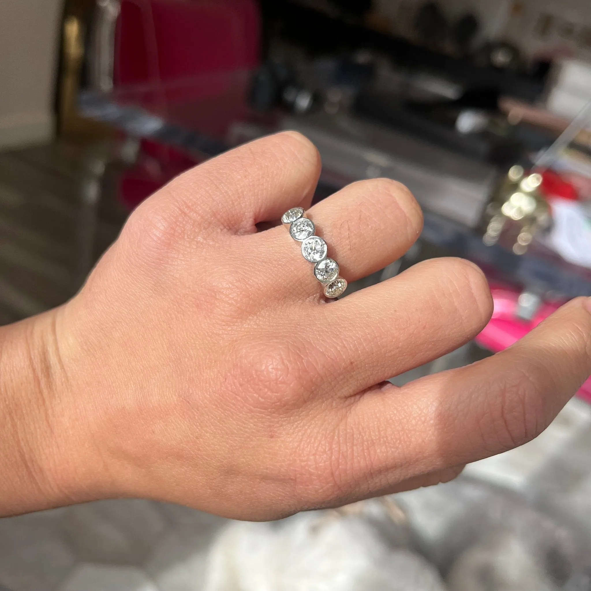 1.78ctw Old European Cut Diamond 5-Stone Bezel Band