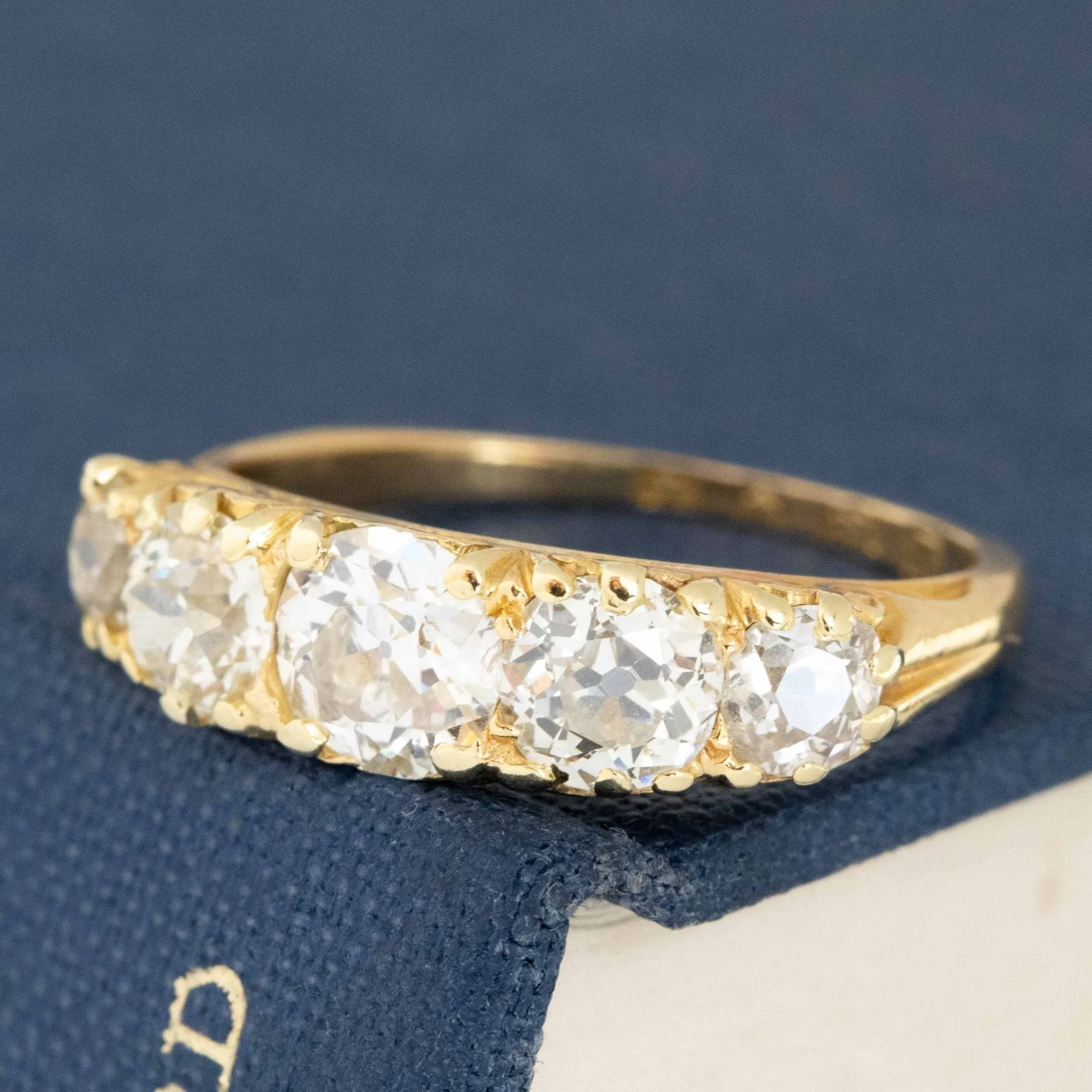 1.79ctw Vintage Old European Cut Diamond 5-Stone Band, English