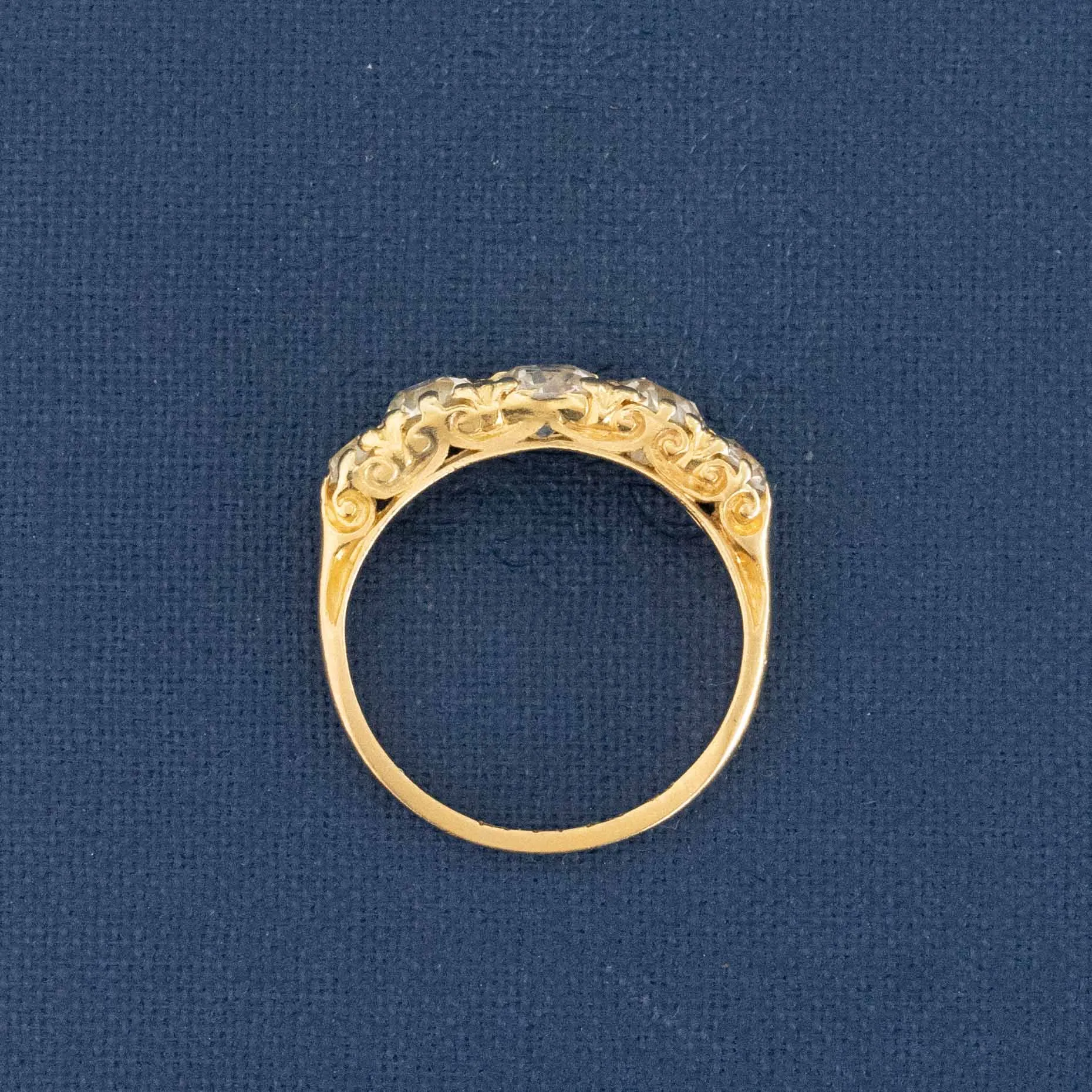 1.79ctw Vintage Old European Cut Diamond 5-Stone Band, English