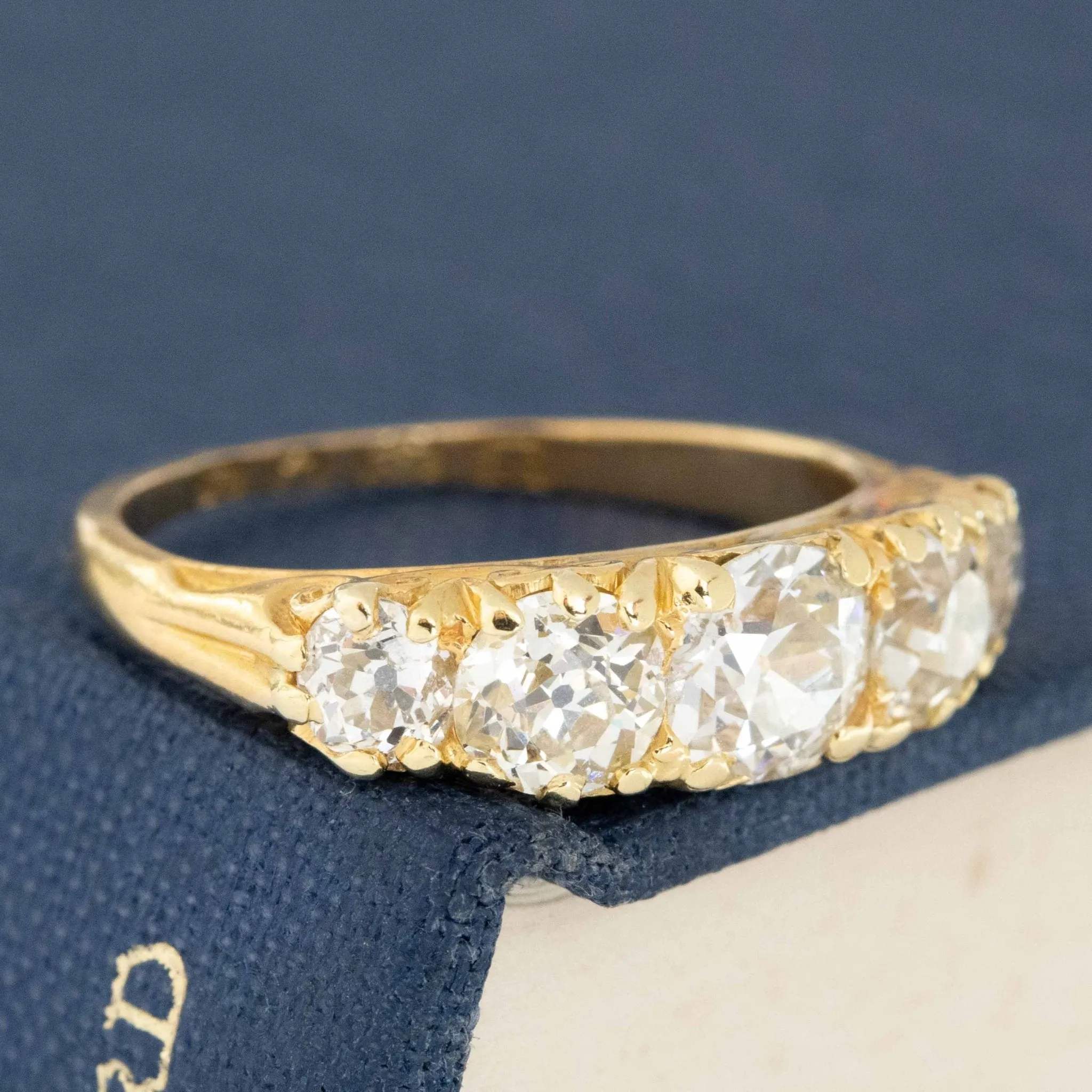1.79ctw Vintage Old European Cut Diamond 5-Stone Band, English