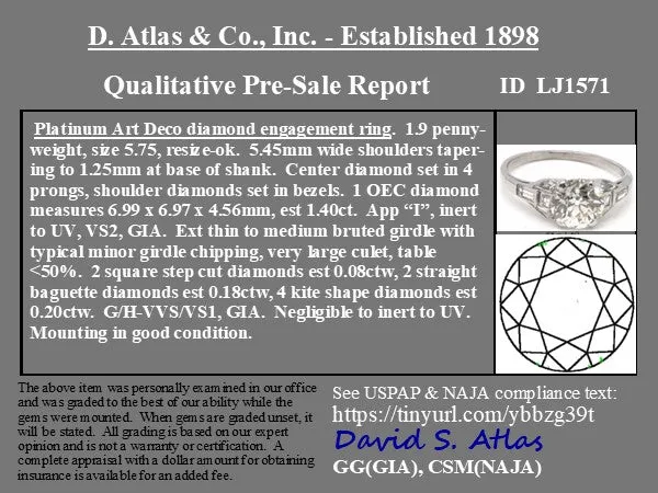1.86ctw Art Deco Old European Cut Diamond Ring