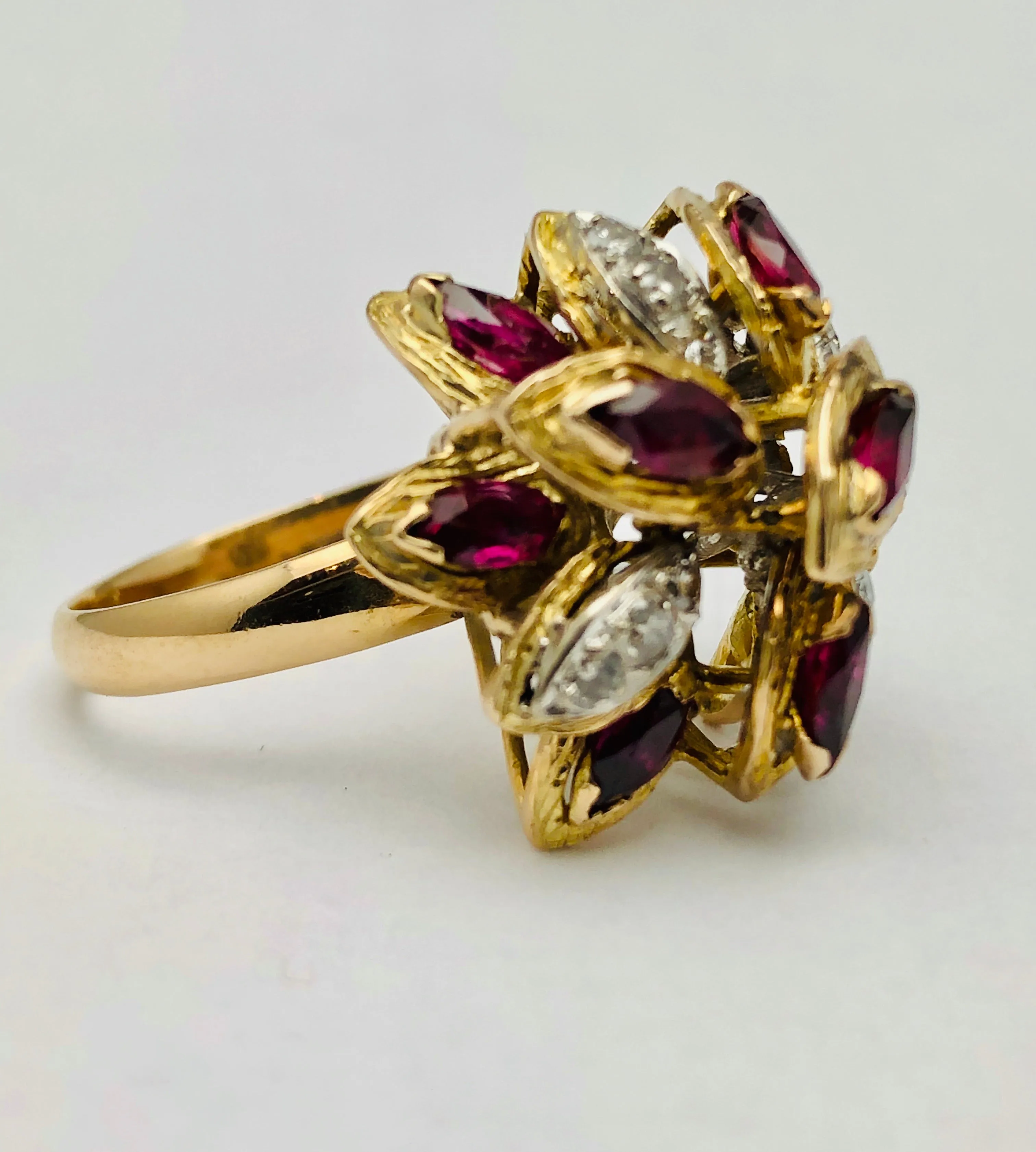 18K Ruby Diamond Vintage Cocktail Ring