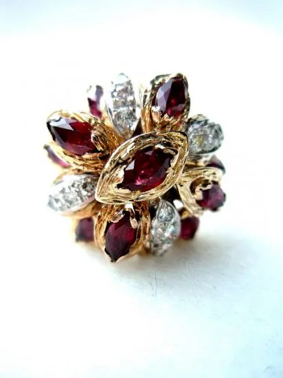 18K Ruby Diamond Vintage Cocktail Ring