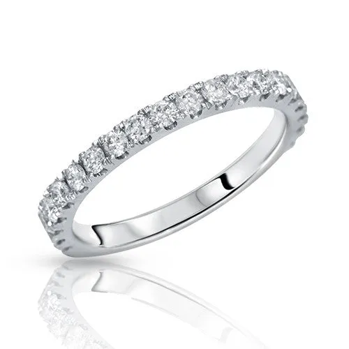 18k White Gold Diamond thin Mirco Pave 3/4 Eternity Band