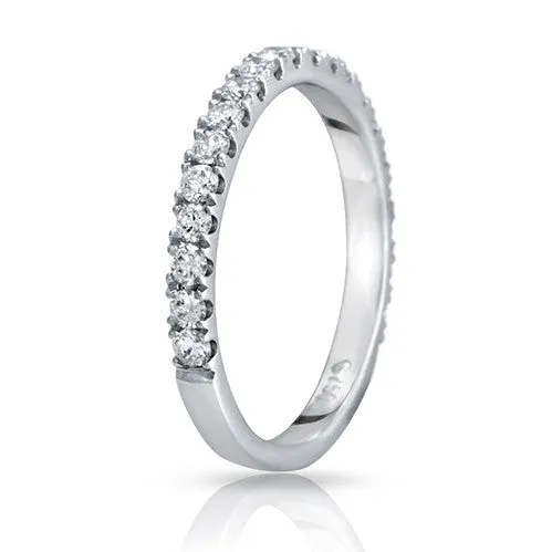 18k White Gold Diamond thin Mirco Pave 3/4 Eternity Band