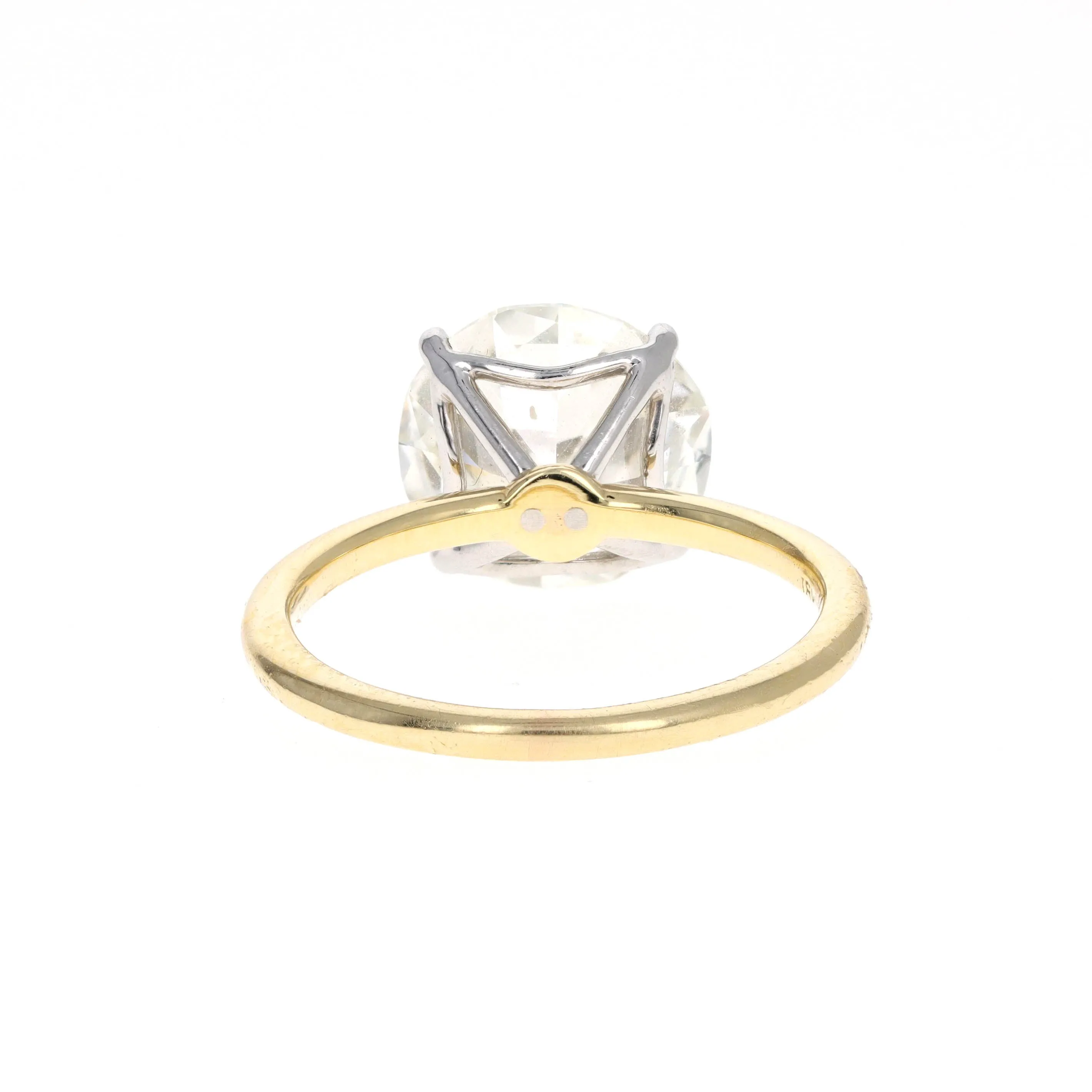 18K Yellow Gold & Platinum 4.05 Carat Old European Diamond Solitaire Engagement Ring GIA Certified