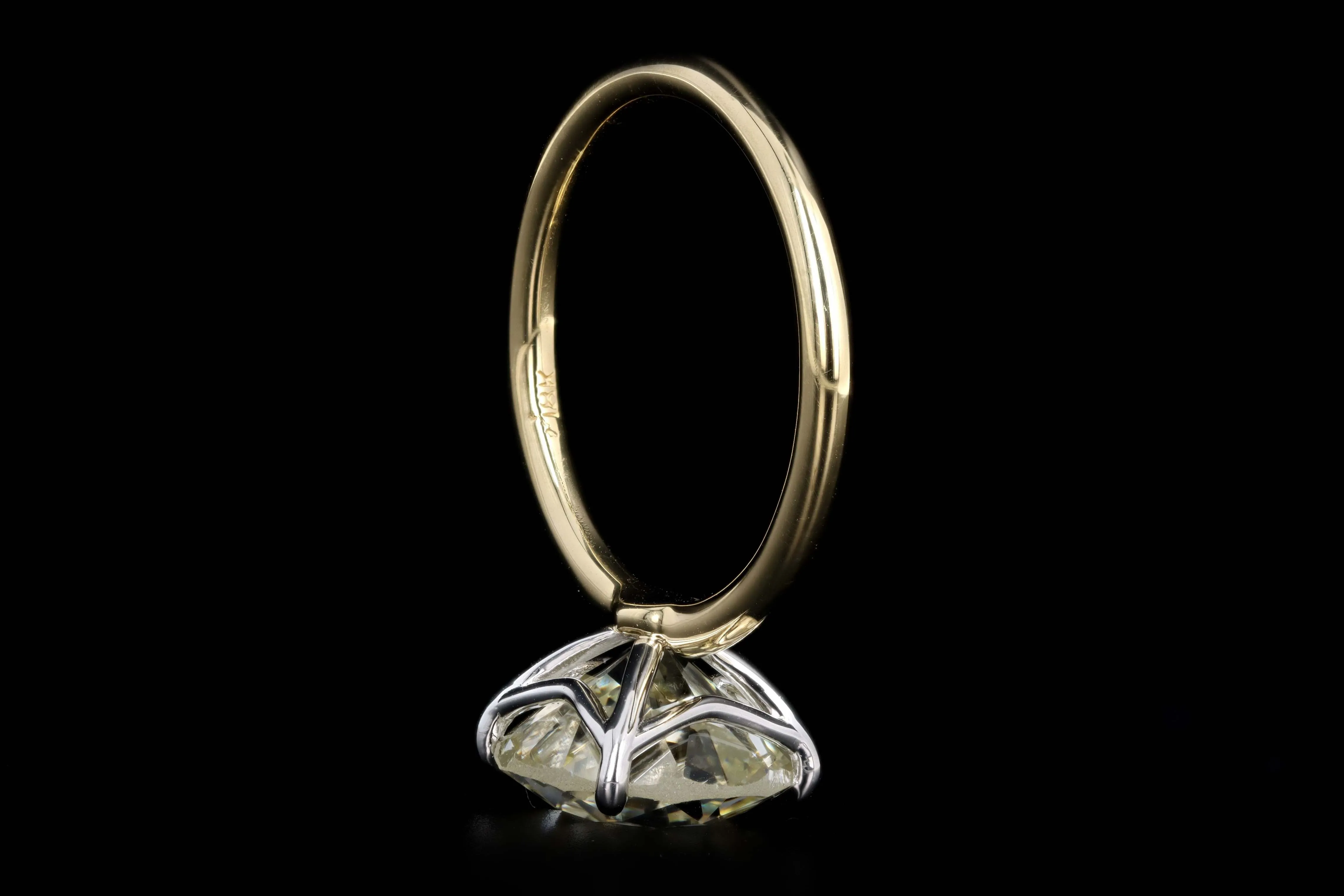 18K Yellow Gold & Platinum 4.51 Carat Old European Cut Diamond Solitaire Engagement Ring