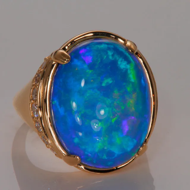 18K Yellow Gold Opal Ring Designed by Christopher Michael