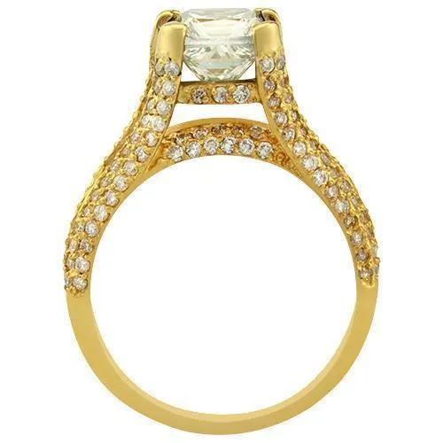 18k Yellow Gold Princess Cut Invisible Set Band Diamond Engagement Ring 2.50 Ctw