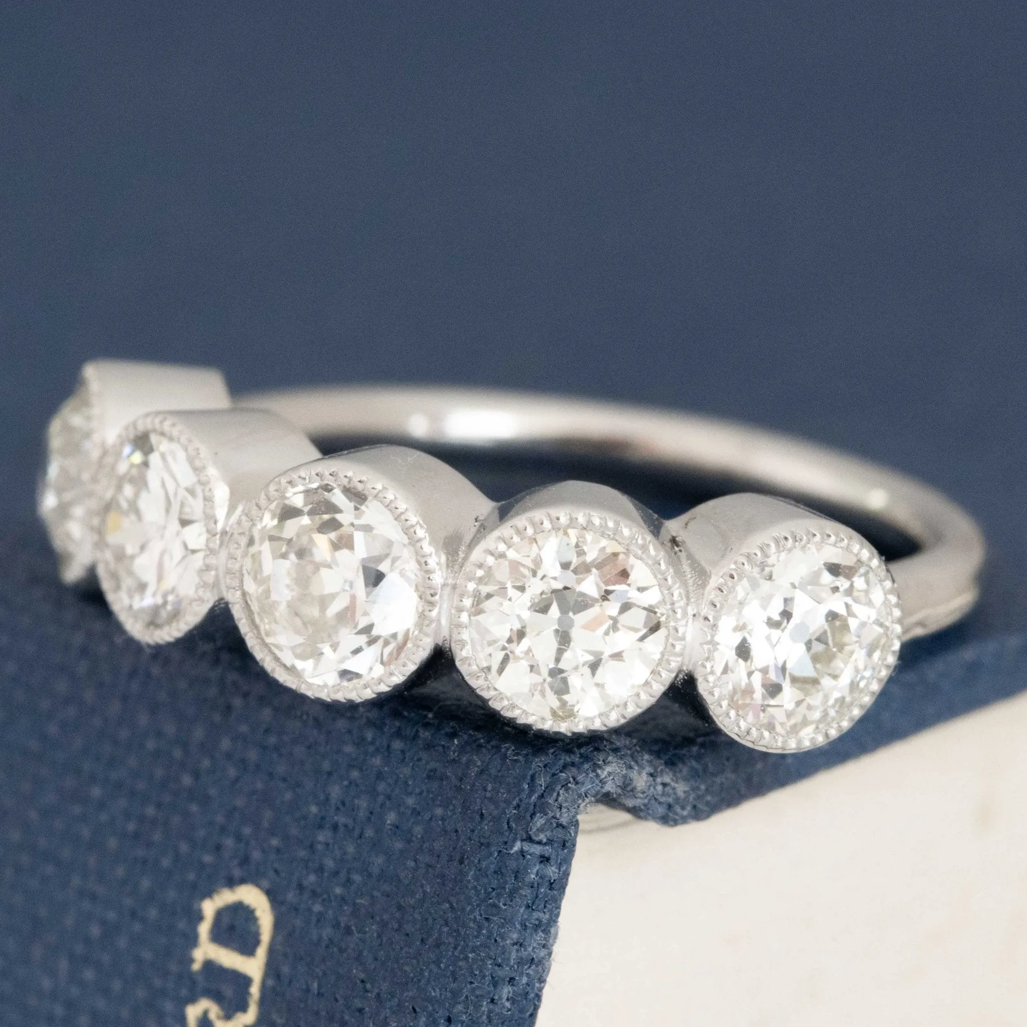 1.91ctw Old European Cut Diamond 5-Stone Bezel Band