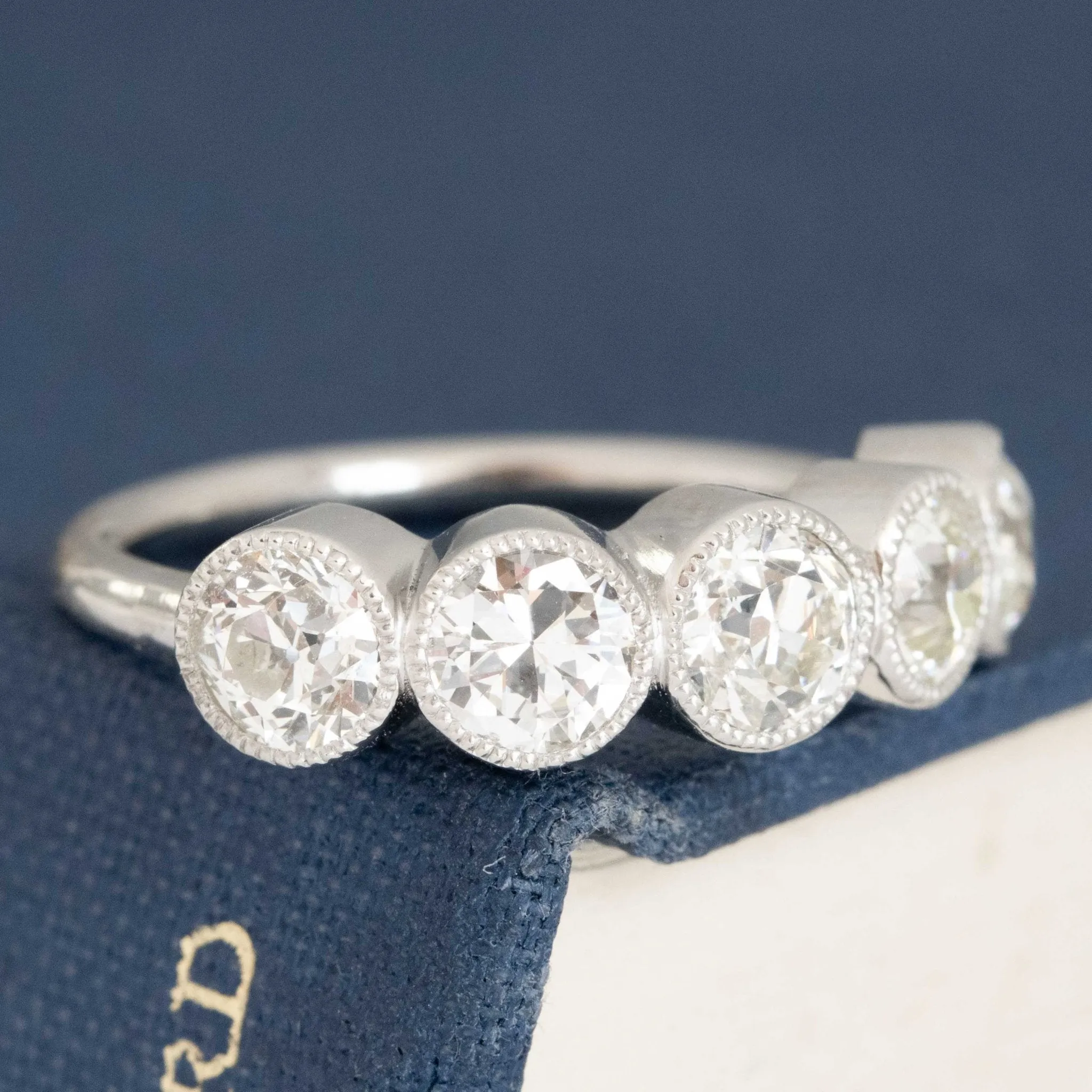 1.91ctw Old European Cut Diamond 5-Stone Bezel Band