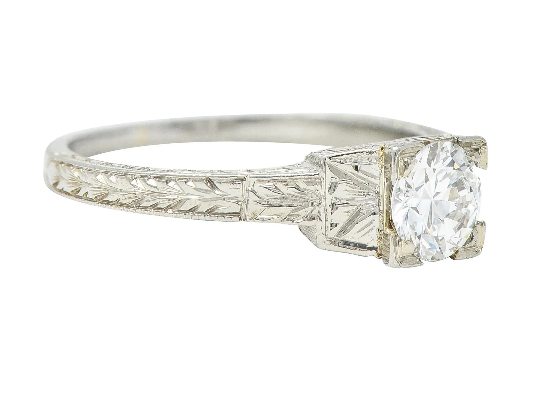 1930 Art Deco 0.40 CTW Old European Cut Diamond 18 Karat Gold Antique Solitaire Engagement Ring