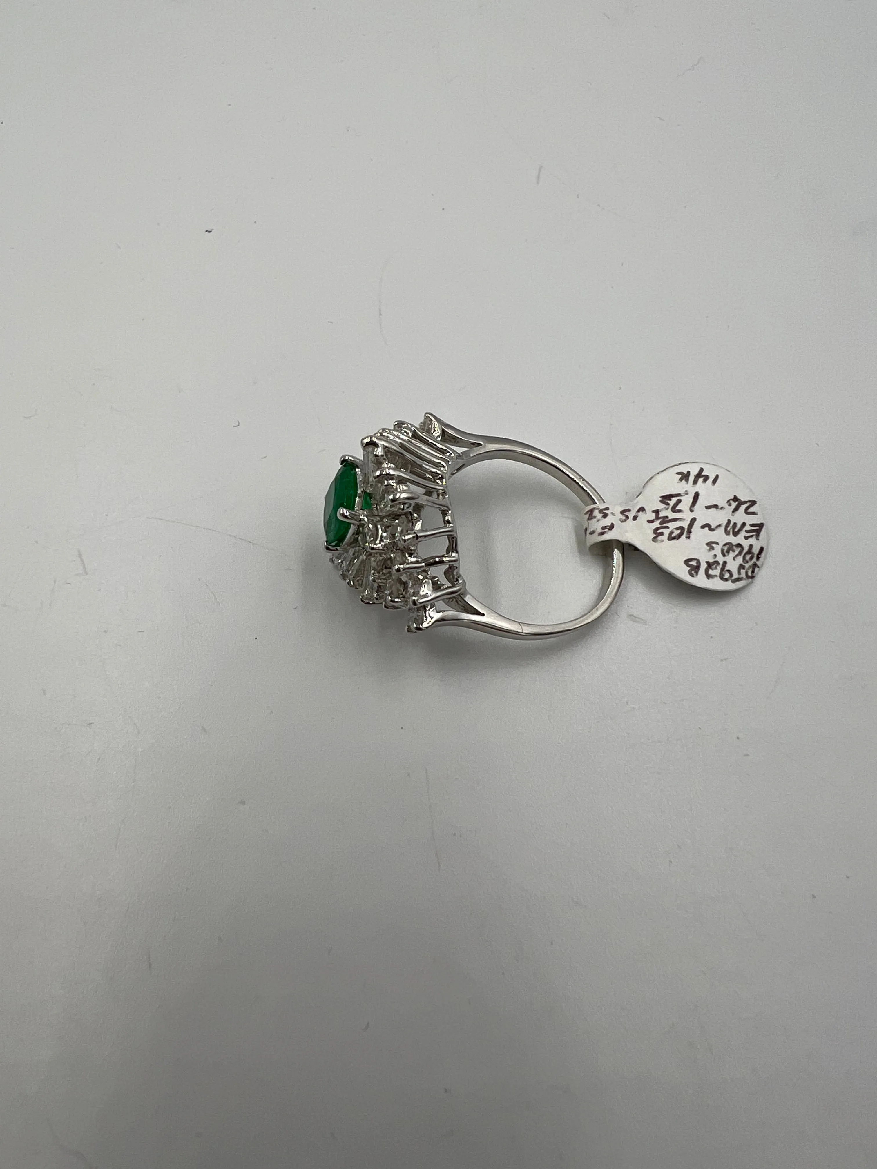 1960s Emerald Diamond White Gold Cocktail Ring