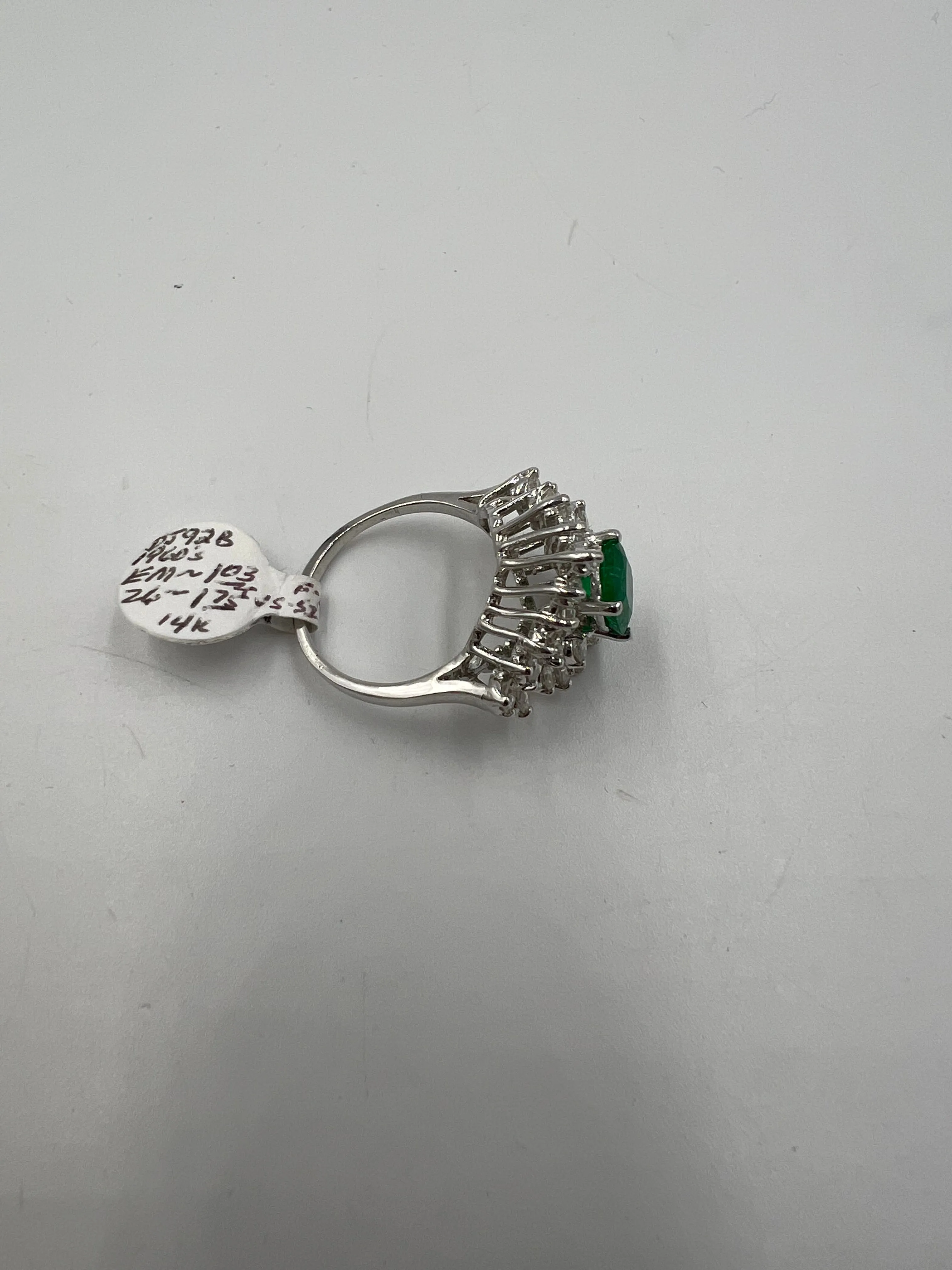 1960s Emerald Diamond White Gold Cocktail Ring