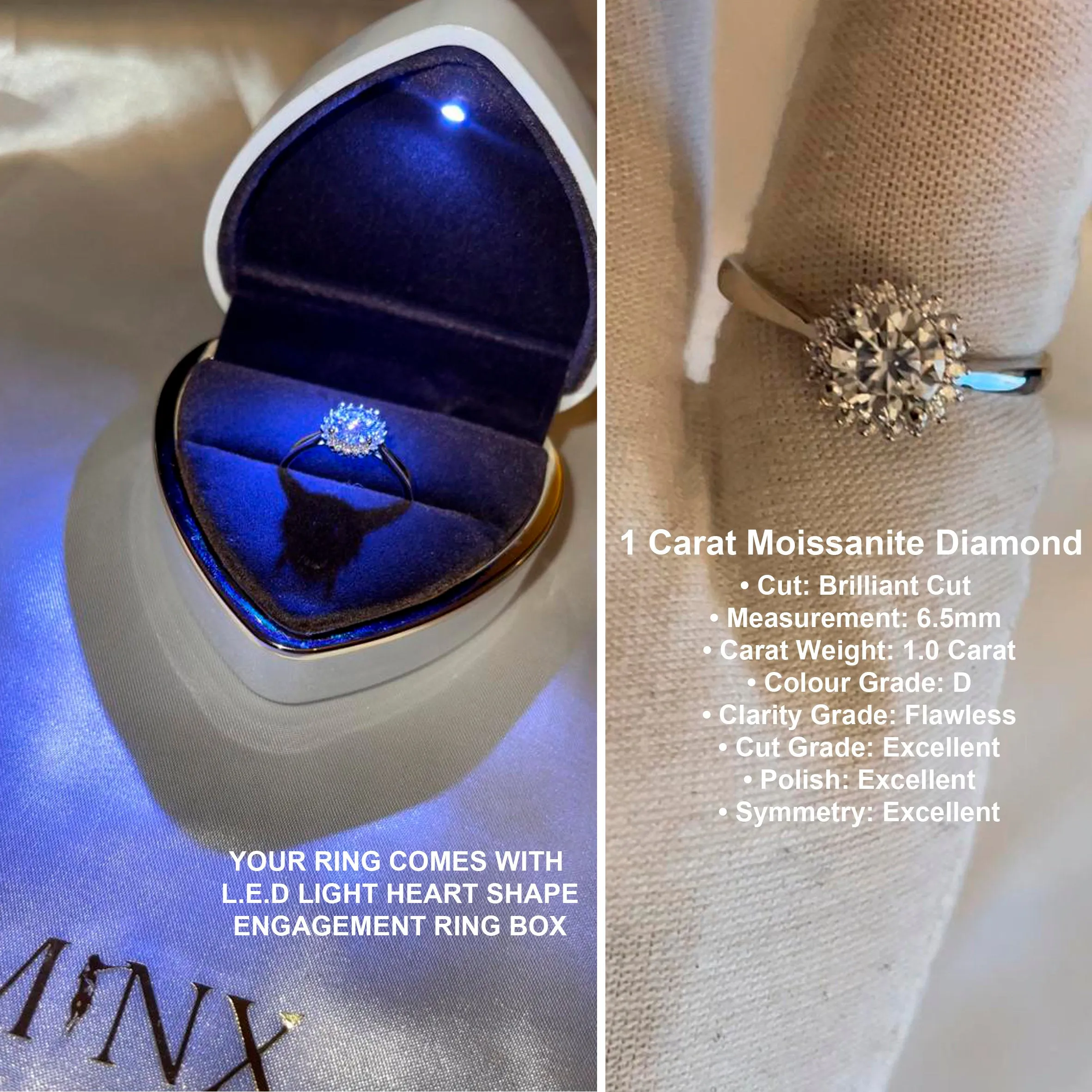 1ct | Womens Moissanite Engagement Ring