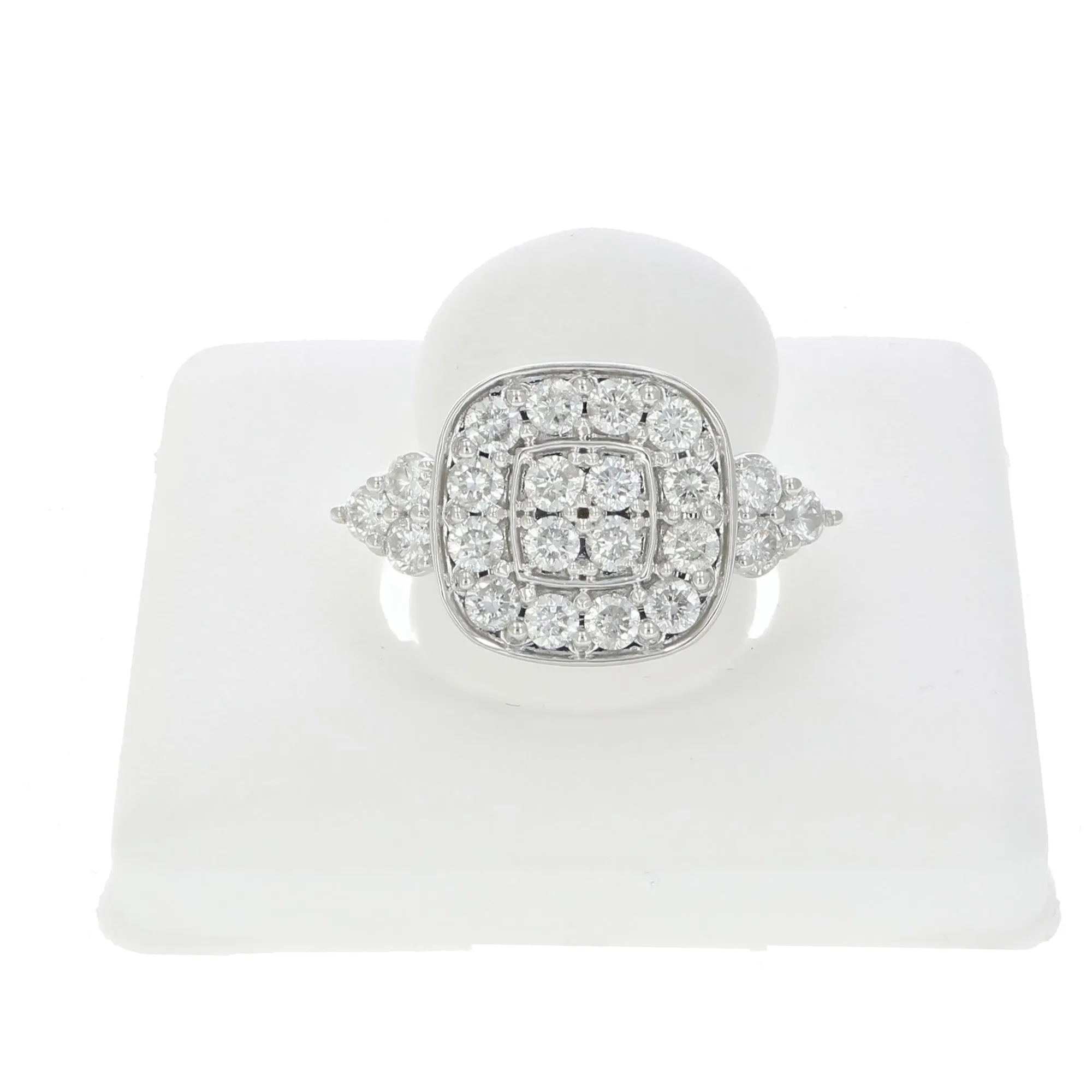 2 cttw Cushion Cluster Diamond Engagement Rings in 14K White Gold