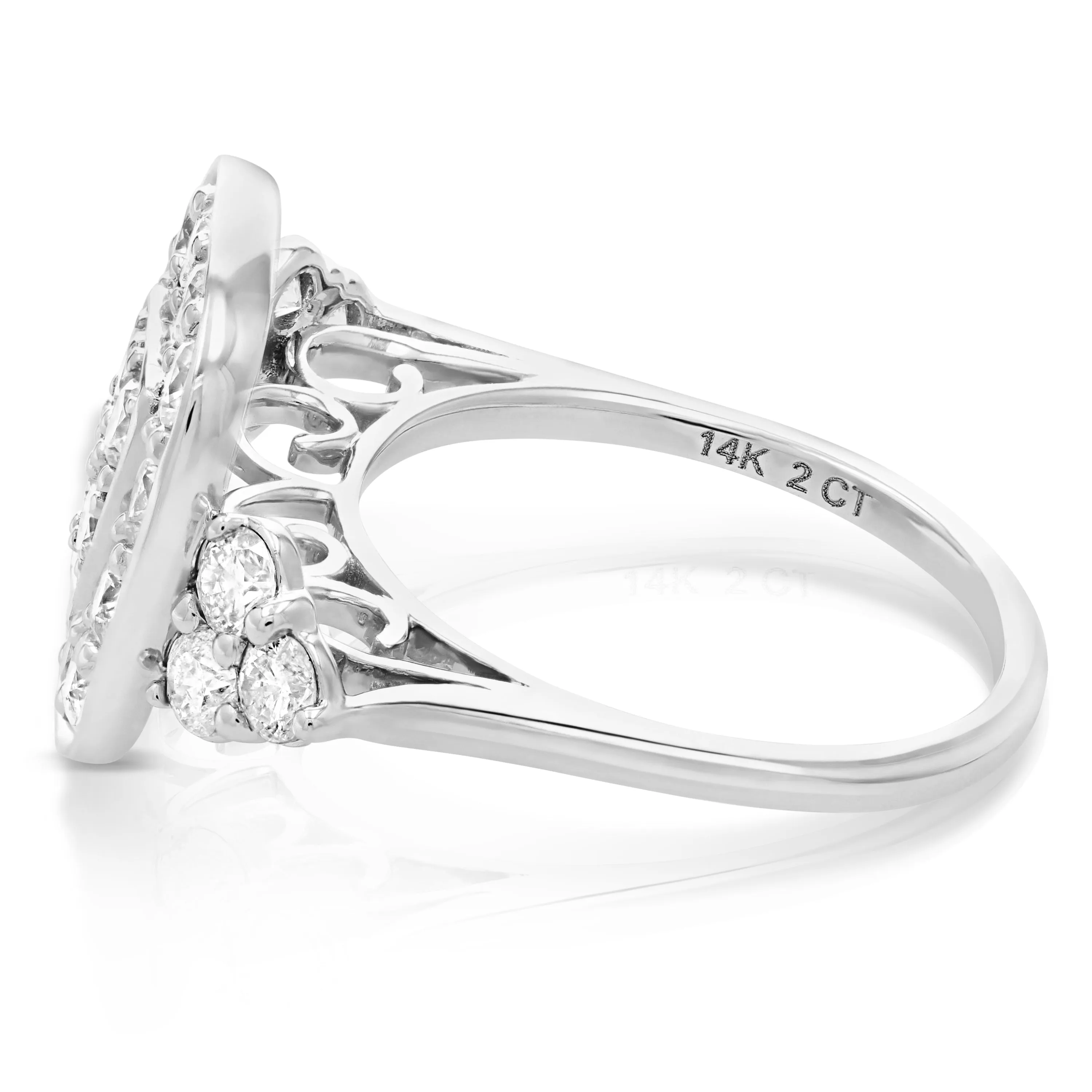 2 cttw Cushion Cluster Diamond Engagement Rings in 14K White Gold
