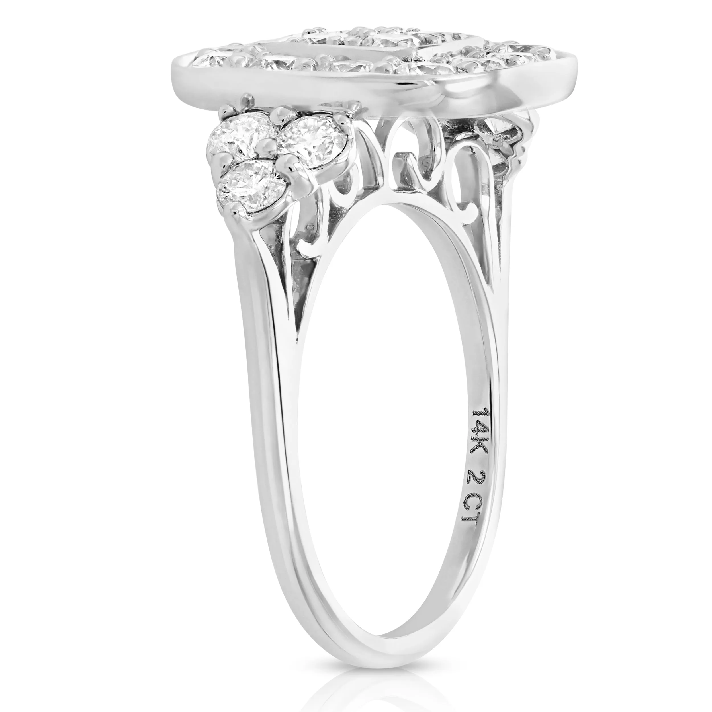 2 cttw Cushion Cluster Diamond Engagement Rings in 14K White Gold