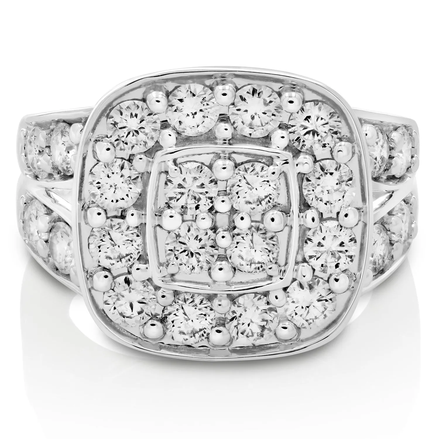 2 cttw Diamond Cushion Engagement Rings in 14K White Gold
