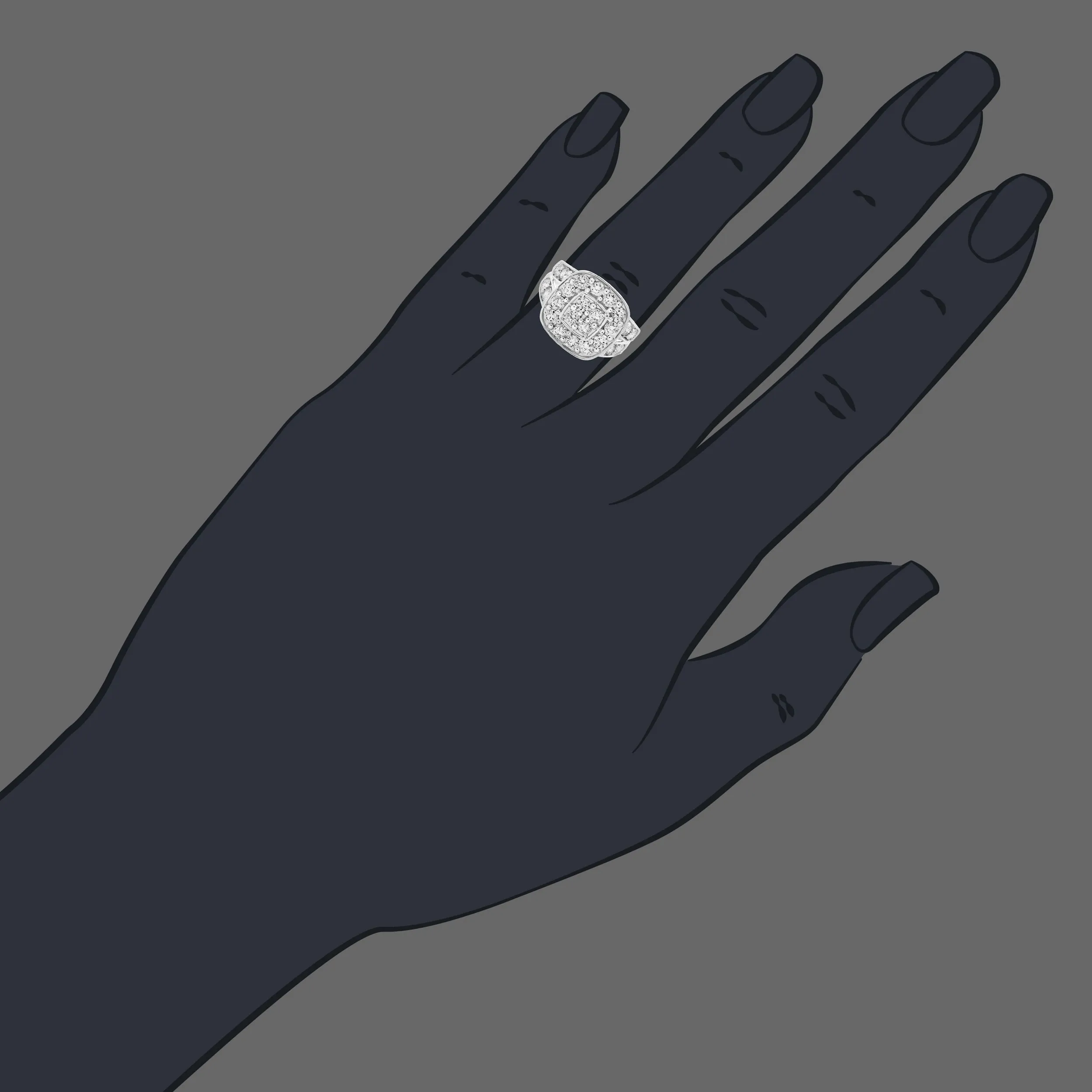 2 cttw Diamond Cushion Engagement Rings in 14K White Gold