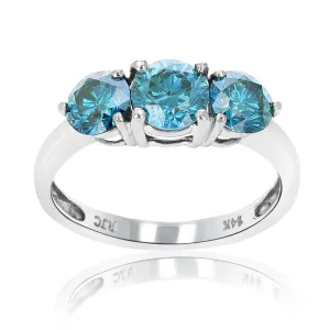 2 cttw Three Blue Diamond Engagement Rings in 14K White Gold