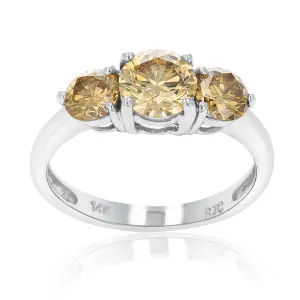 2 cttw Three Champagne Diamond Engagement Rings in 14K White Gold