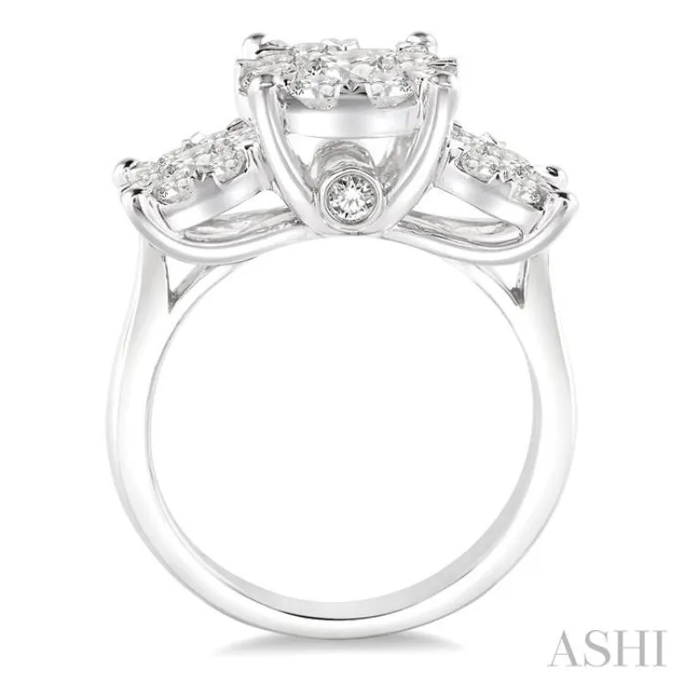 2 Ctw Lovebright Round Cut Diamond Ring in 14K White Gold