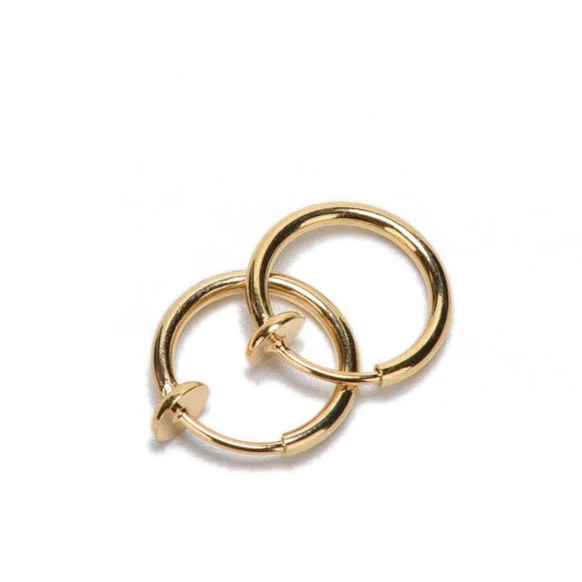 2 PCS 6 Colors Punk Goth False Hoop Earrings Clip on Nose Lip Ear Fake Piercing Rings