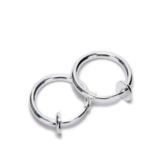 2 PCS 6 Colors Punk Goth False Hoop Earrings Clip on Nose Lip Ear Fake Piercing Rings